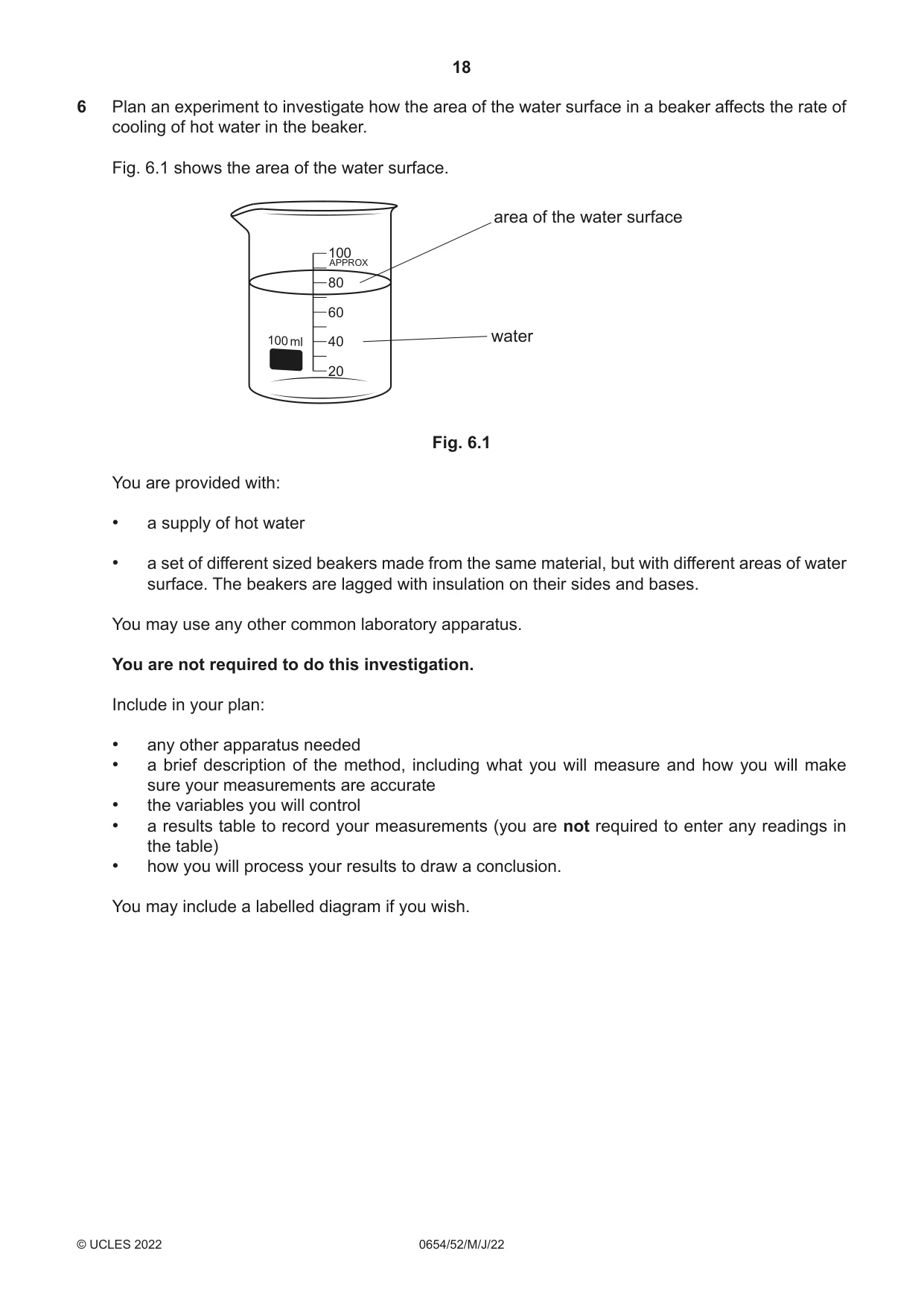 Cambridge IGCSE Sciences - Co-ordinated (Double) 0654 2022 May/June Paper 5 · Variant 2 question paper, page 18 of 20