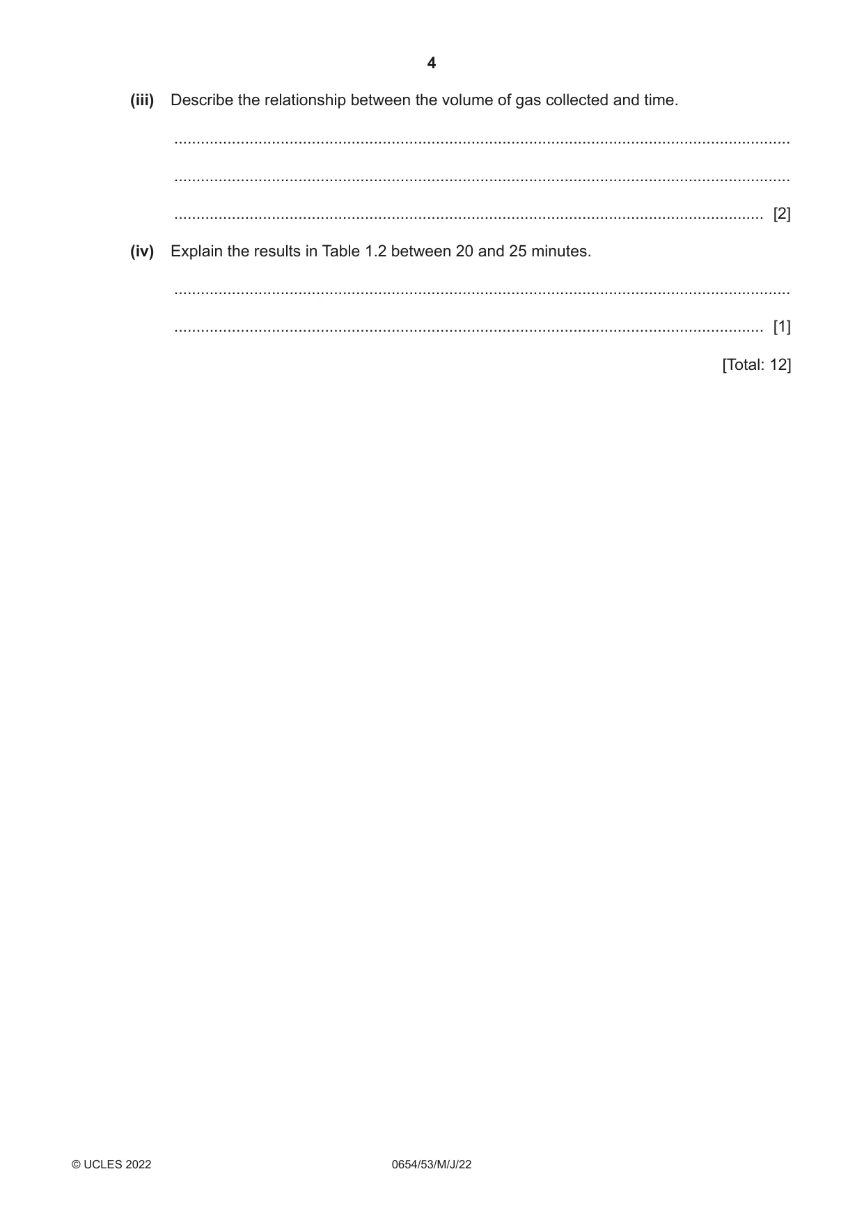 Cambridge IGCSE Sciences - Co-ordinated (Double) 0654 2022 May/June Paper 5 · Variant 3 question paper, page 4 of 20