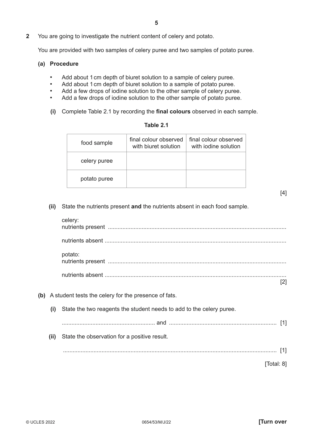 Cambridge IGCSE Sciences - Co-ordinated (Double) 0654 2022 May/June Paper 5 · Variant 3 question paper, page 5 of 20