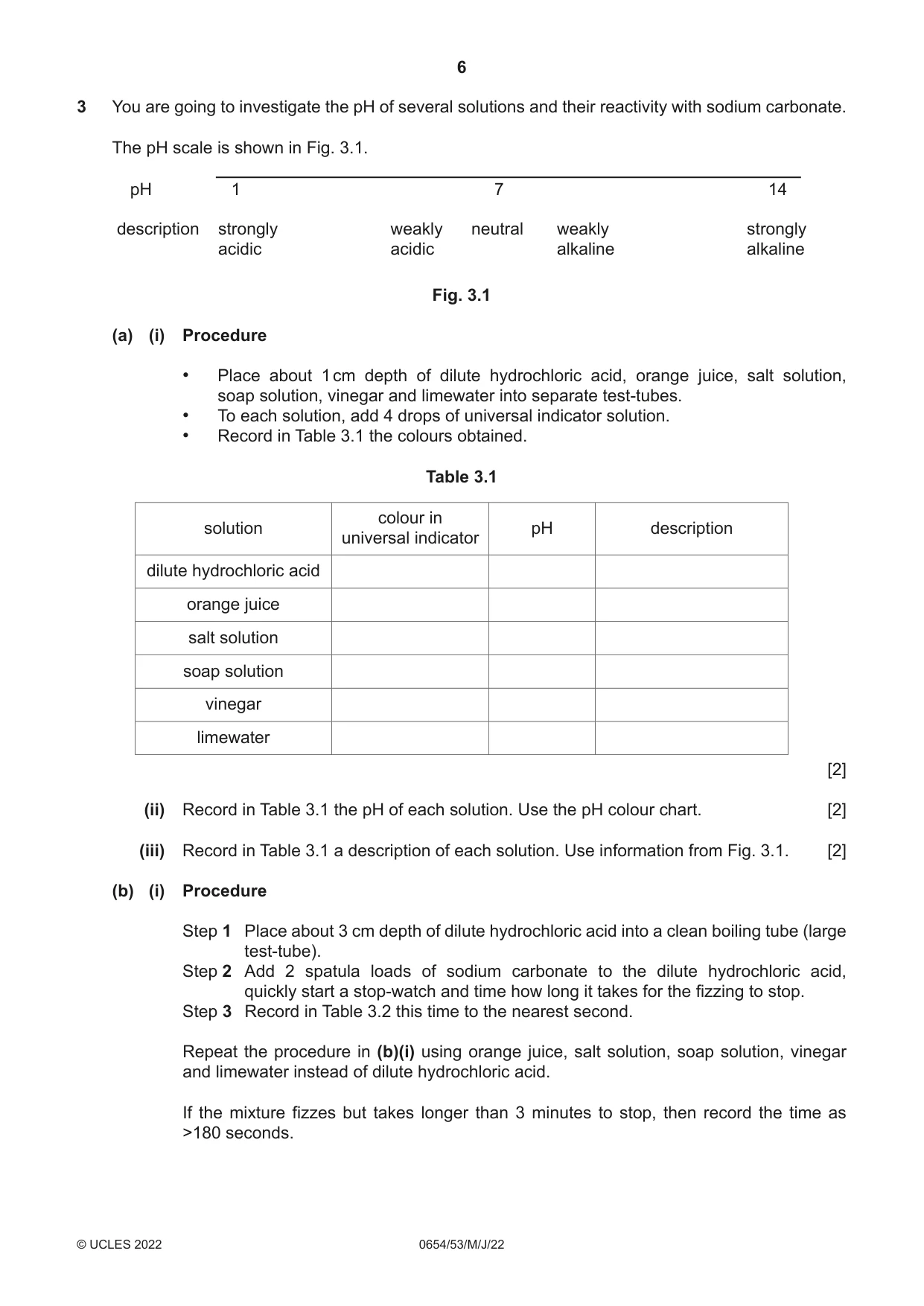 Cambridge IGCSE Sciences - Co-ordinated (Double) 0654 2022 May/June Paper 5 · Variant 3 question paper, page 6 of 20