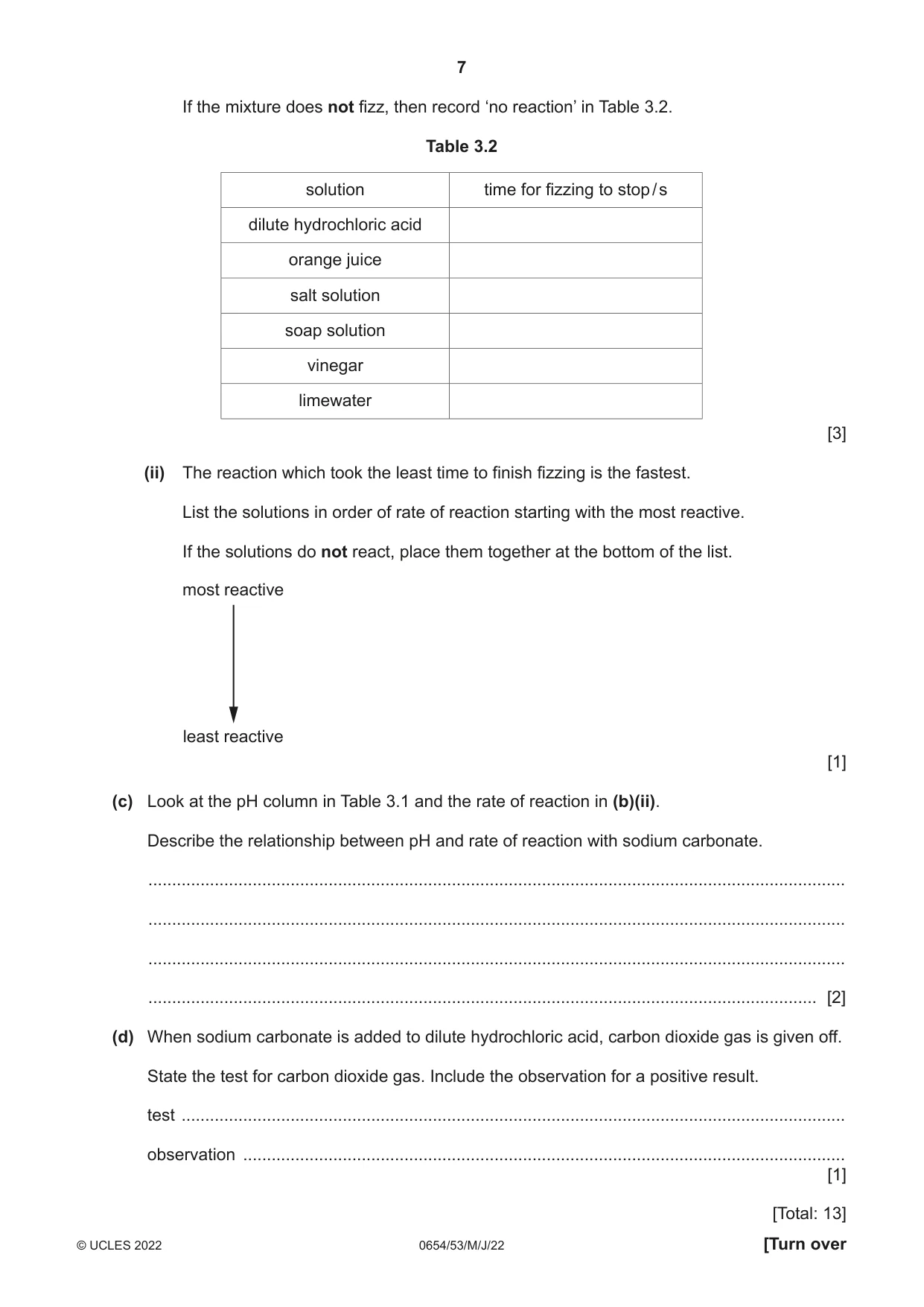 Cambridge IGCSE Sciences - Co-ordinated (Double) 0654 2022 May/June Paper 5 · Variant 3 question paper, page 7 of 20