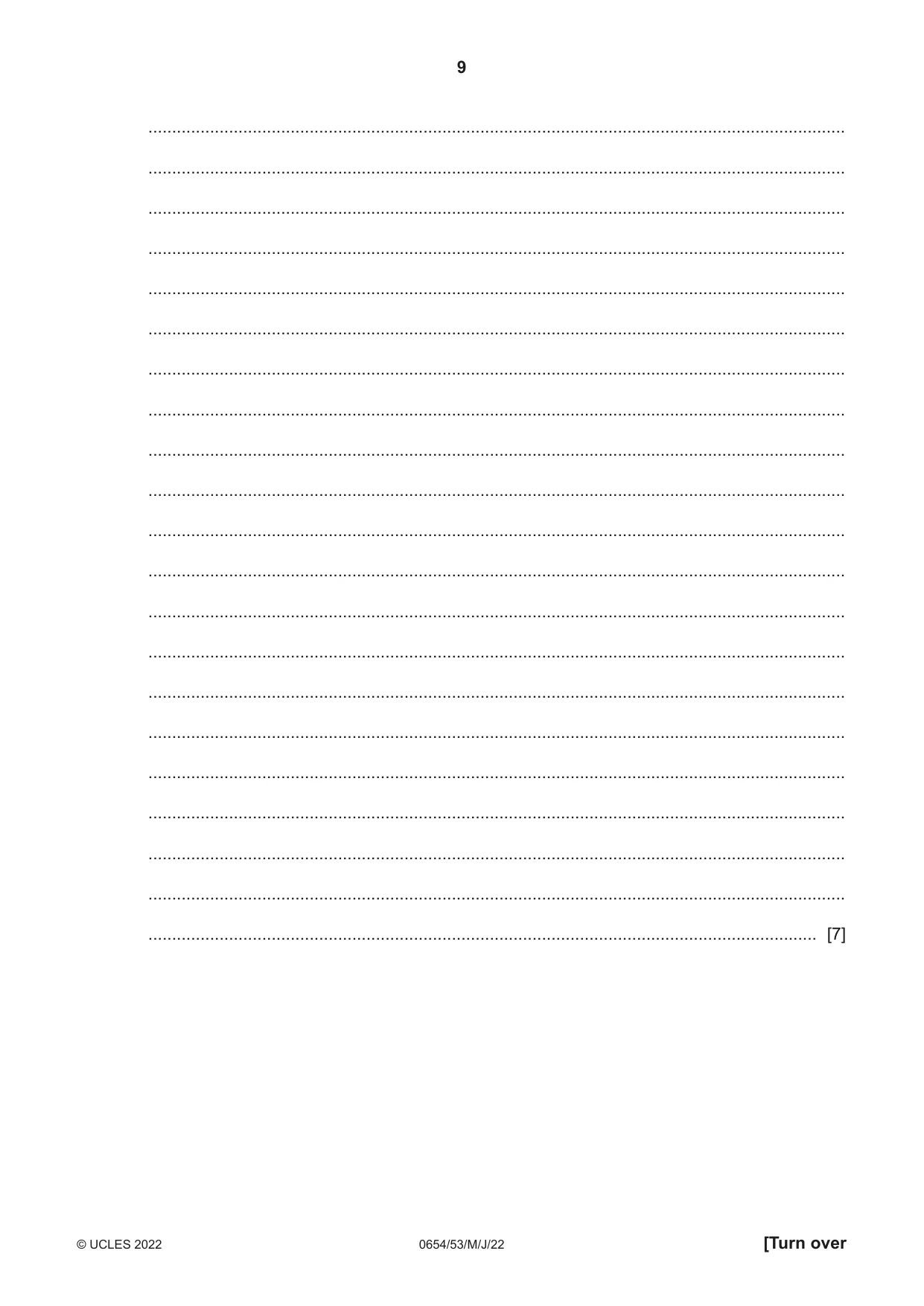 Cambridge IGCSE Sciences - Co-ordinated (Double) 0654 2022 May/June Paper 5 · Variant 3 question paper, page 9 of 20