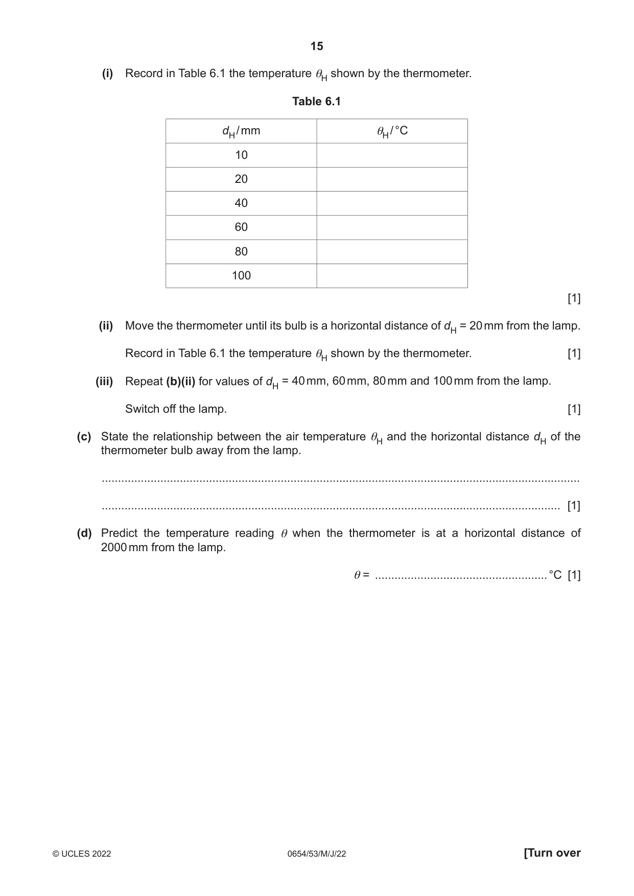 Cambridge IGCSE Sciences - Co-ordinated (Double) 0654 2022 May/June Paper 5 · Variant 3 question paper, page 15 of 20