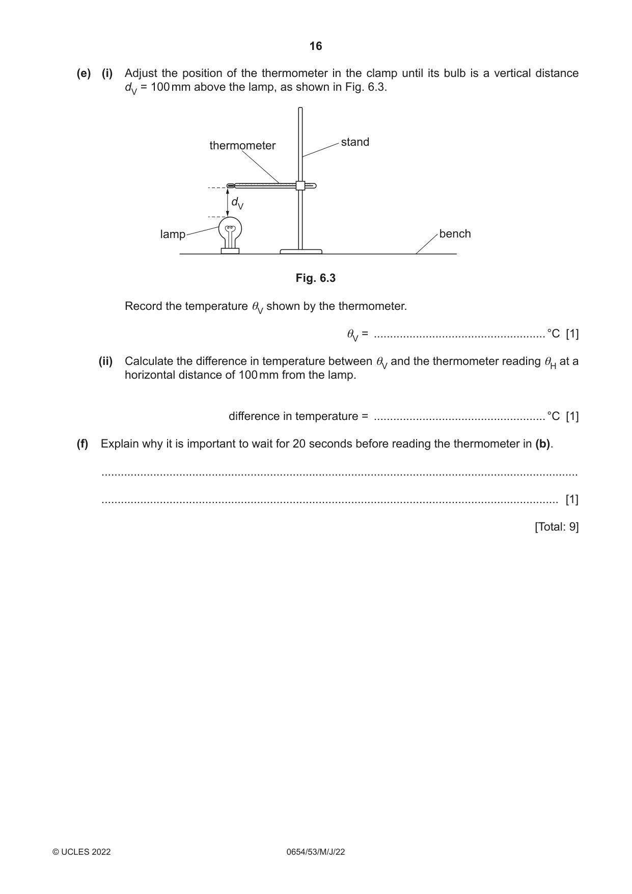 Cambridge IGCSE Sciences - Co-ordinated (Double) 0654 2022 May/June Paper 5 · Variant 3 question paper, page 16 of 20