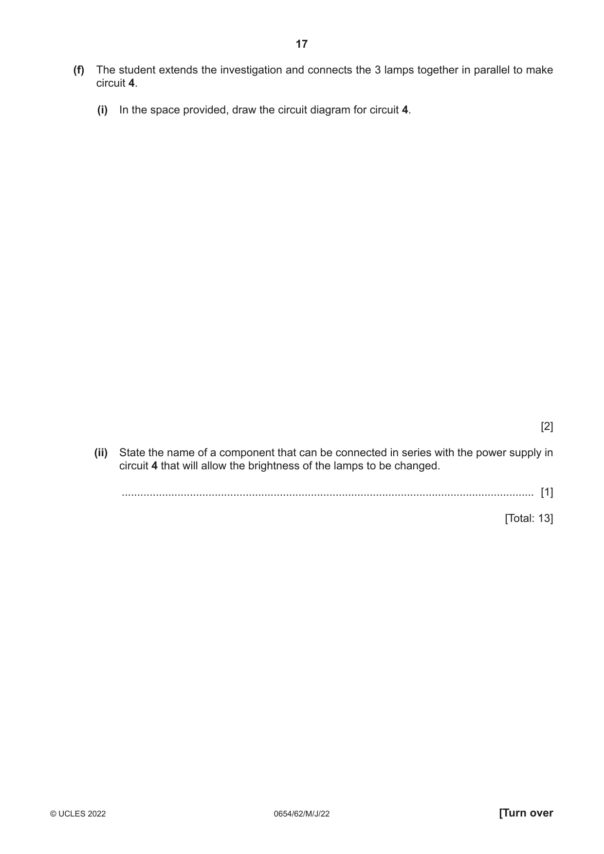Cambridge IGCSE Sciences - Co-ordinated (Double) 0654 2022 May/June Paper 6 · Variant 2 question paper, page 17 of 20