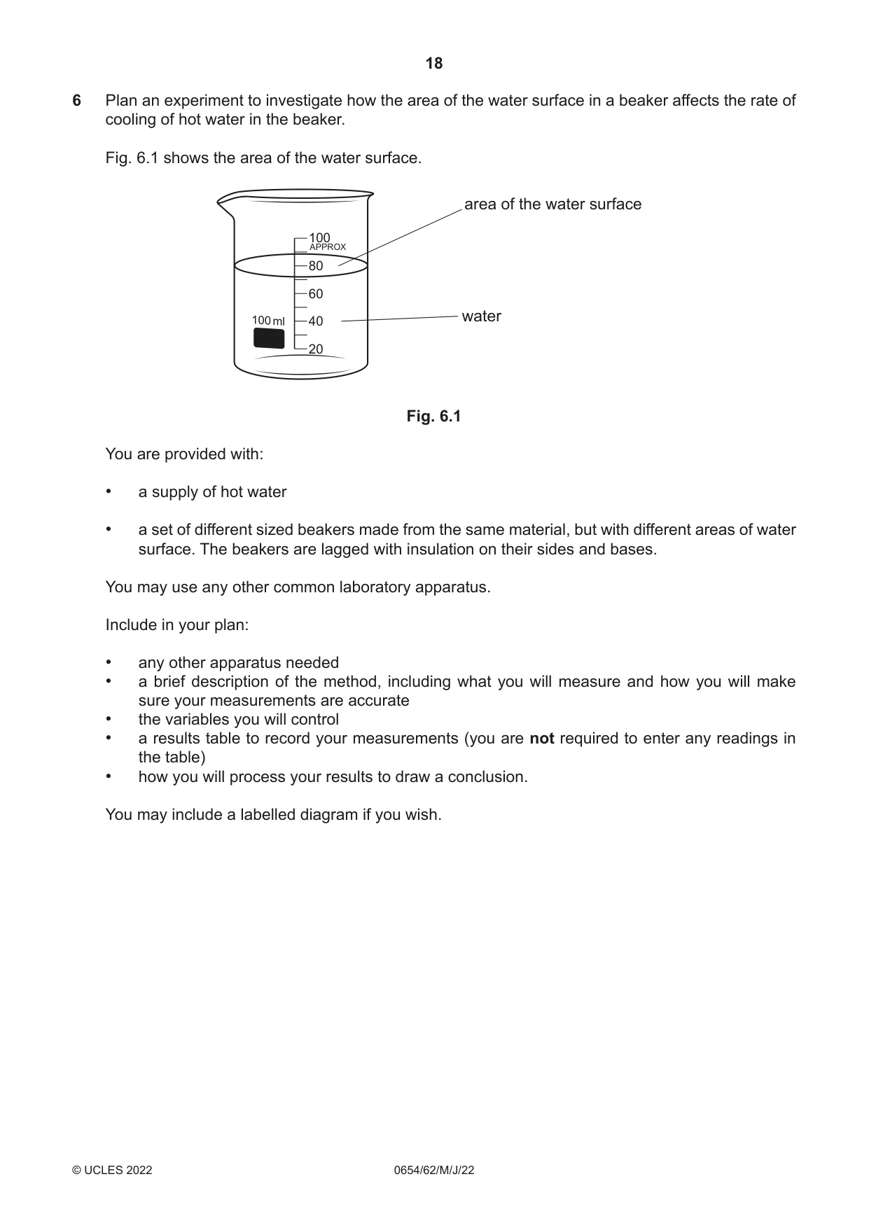 Cambridge IGCSE Sciences - Co-ordinated (Double) 0654 2022 May/June Paper 6 · Variant 2 question paper, page 18 of 20