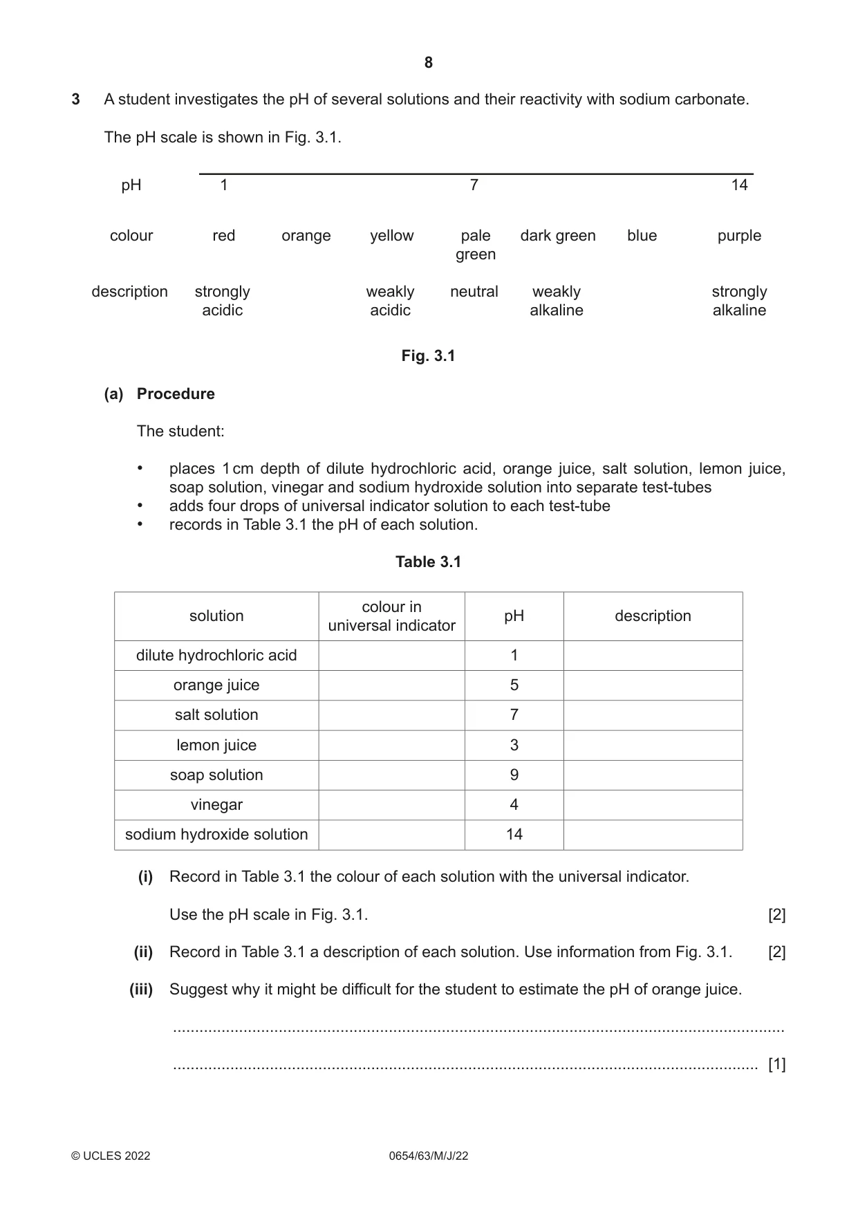 Cambridge IGCSE Sciences - Co-ordinated (Double) 0654 2022 May/June Paper 6 · Variant 3 question paper, page 8 of 24
