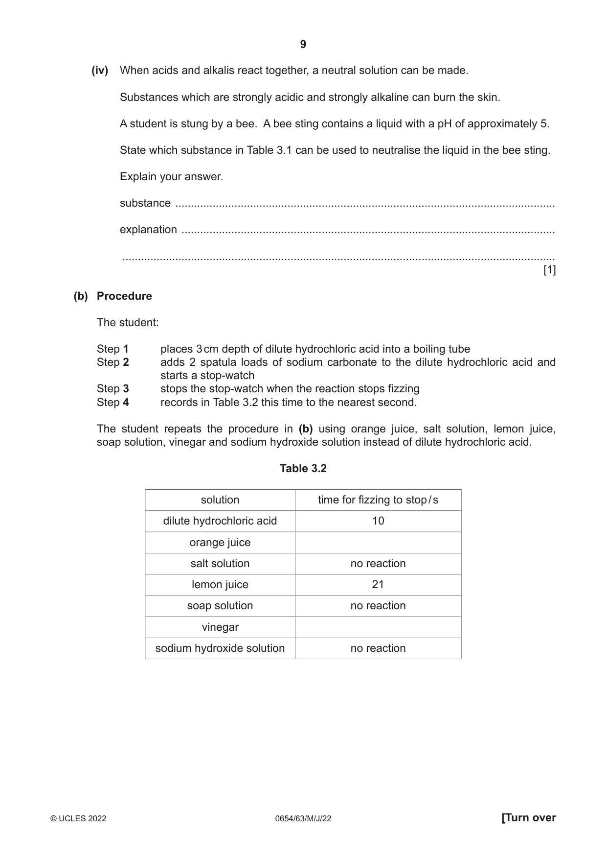 Cambridge IGCSE Sciences - Co-ordinated (Double) 0654 2022 May/June Paper 6 · Variant 3 question paper, page 9 of 24