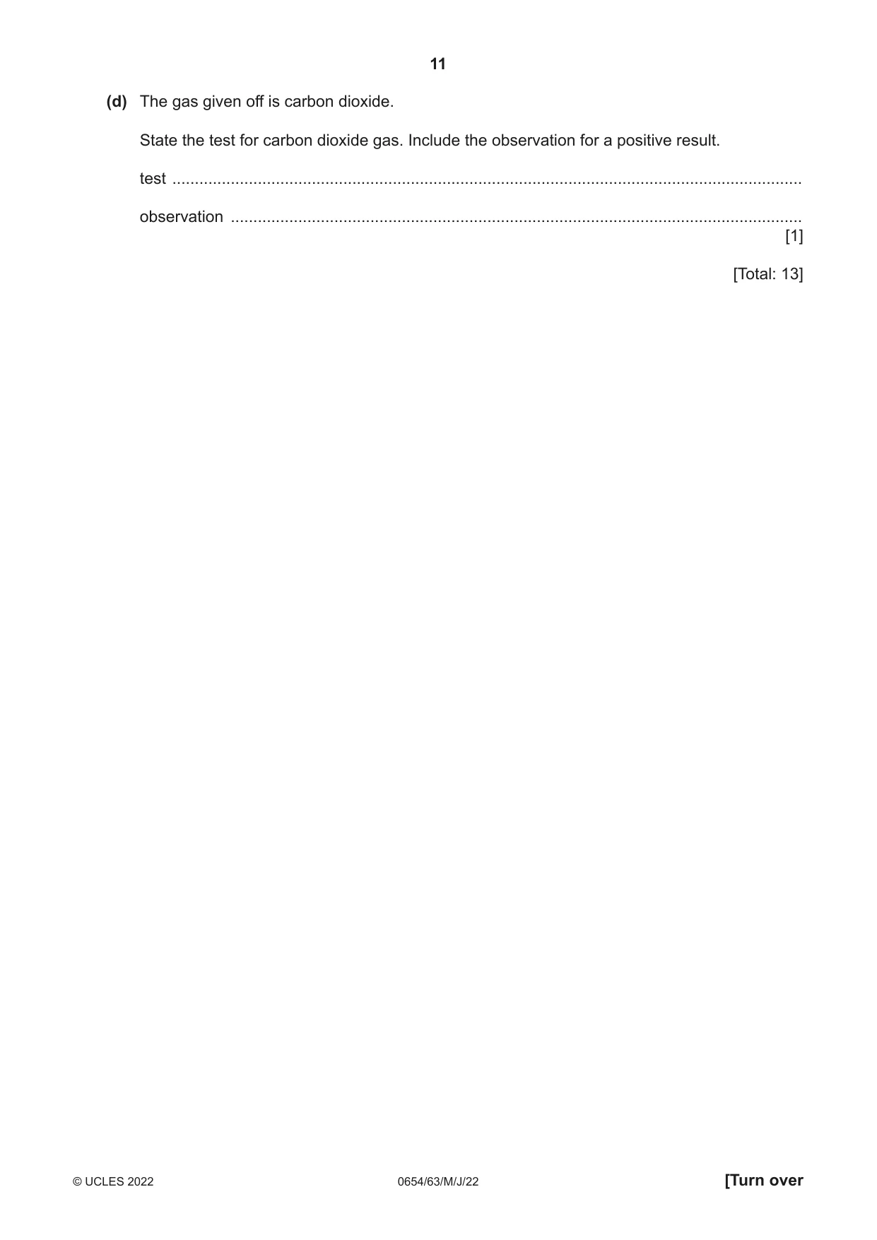Cambridge IGCSE Sciences - Co-ordinated (Double) 0654 2022 May/June Paper 6 · Variant 3 question paper, page 11 of 24