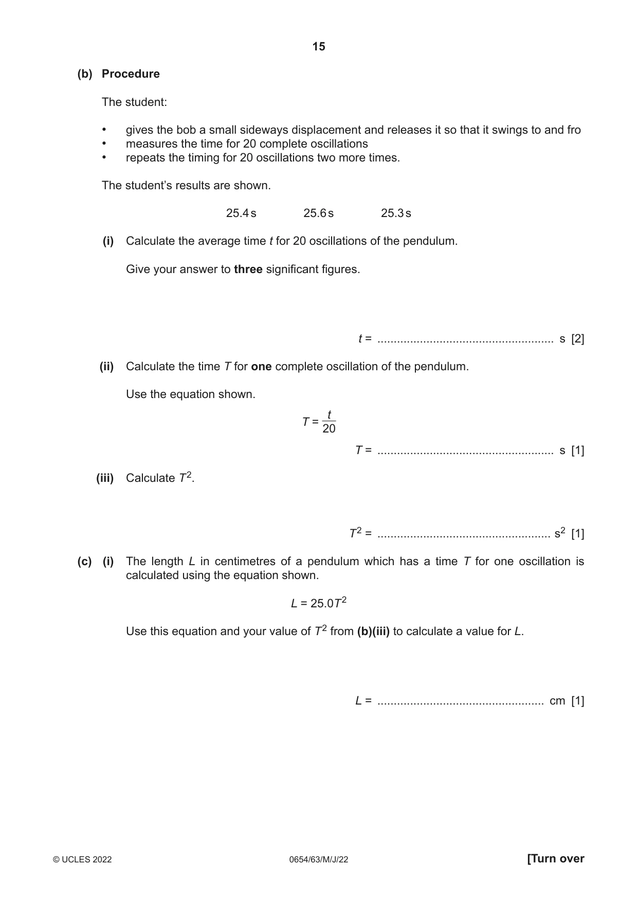 Cambridge IGCSE Sciences - Co-ordinated (Double) 0654 2022 May/June Paper 6 · Variant 3 question paper, page 15 of 24