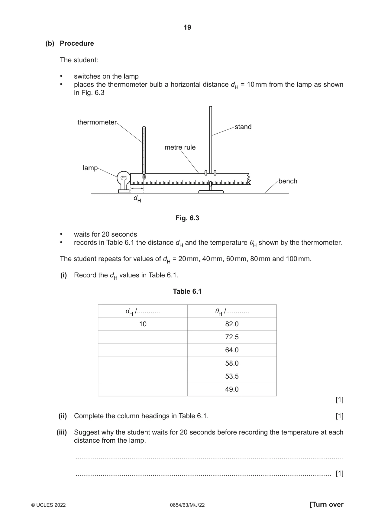 Cambridge IGCSE Sciences - Co-ordinated (Double) 0654 2022 May/June Paper 6 · Variant 3 question paper, page 19 of 24