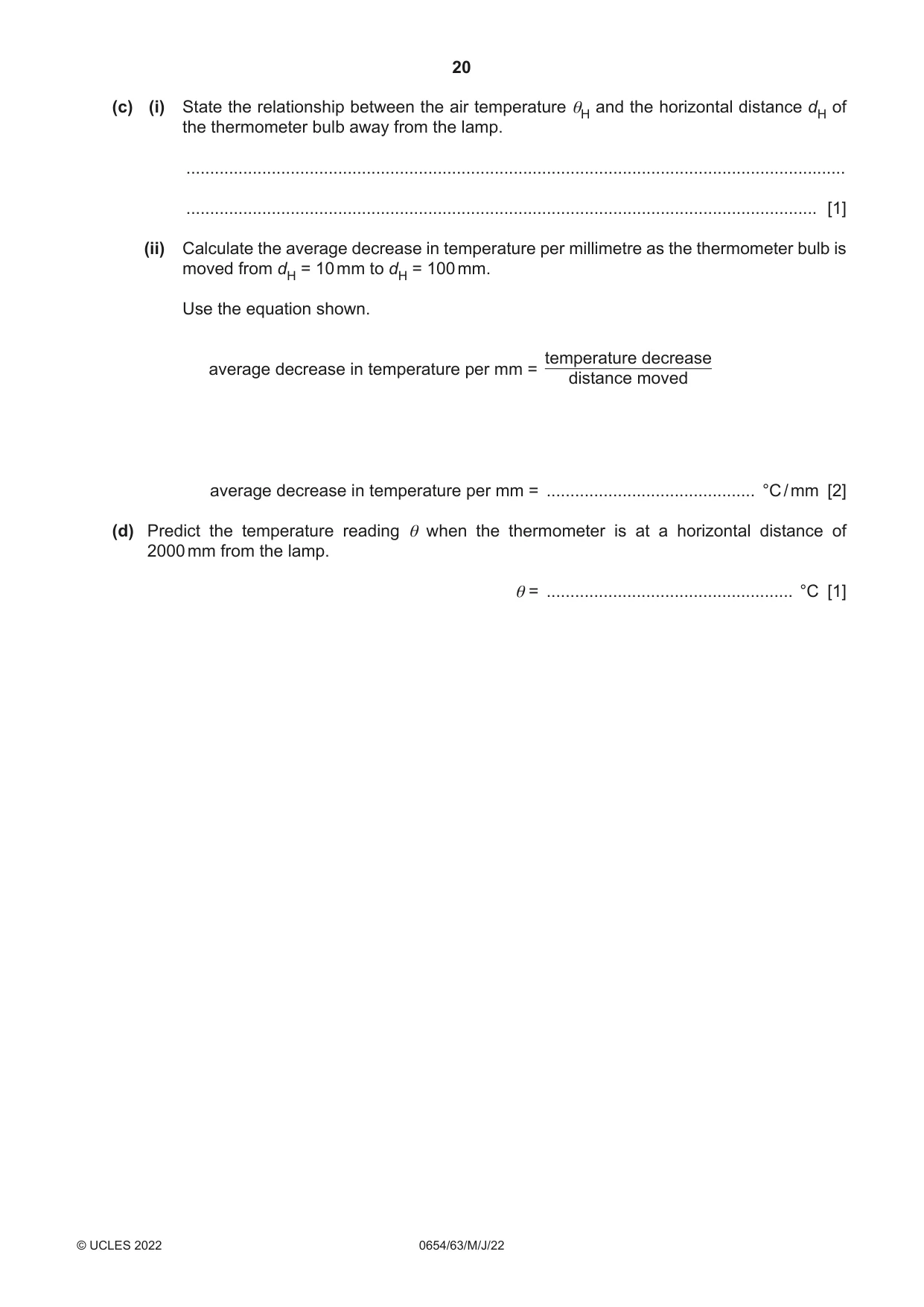 Cambridge IGCSE Sciences - Co-ordinated (Double) 0654 2022 May/June Paper 6 · Variant 3 question paper, page 20 of 24