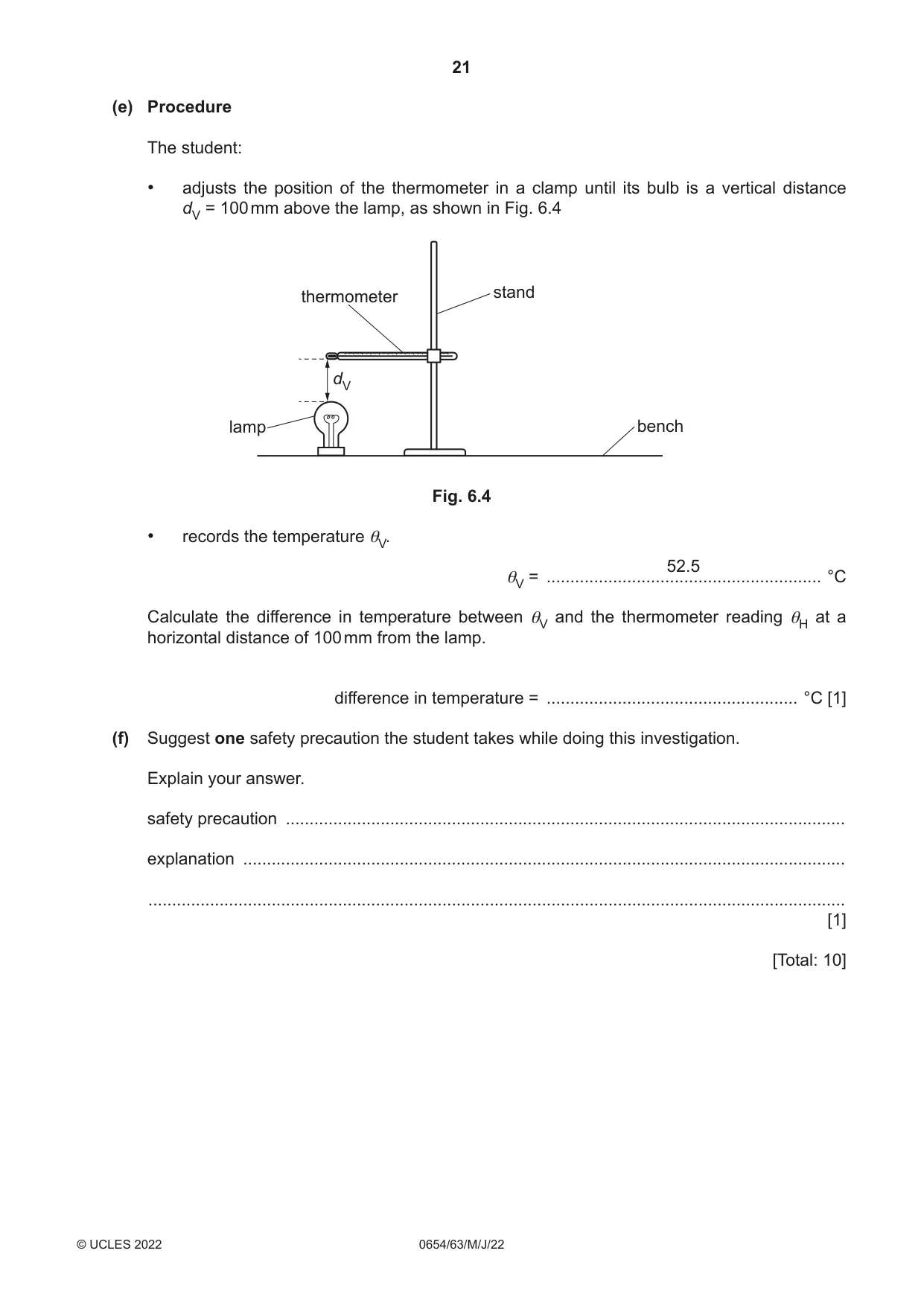 Cambridge IGCSE Sciences - Co-ordinated (Double) 0654 2022 May/June Paper 6 · Variant 3 question paper, page 21 of 24