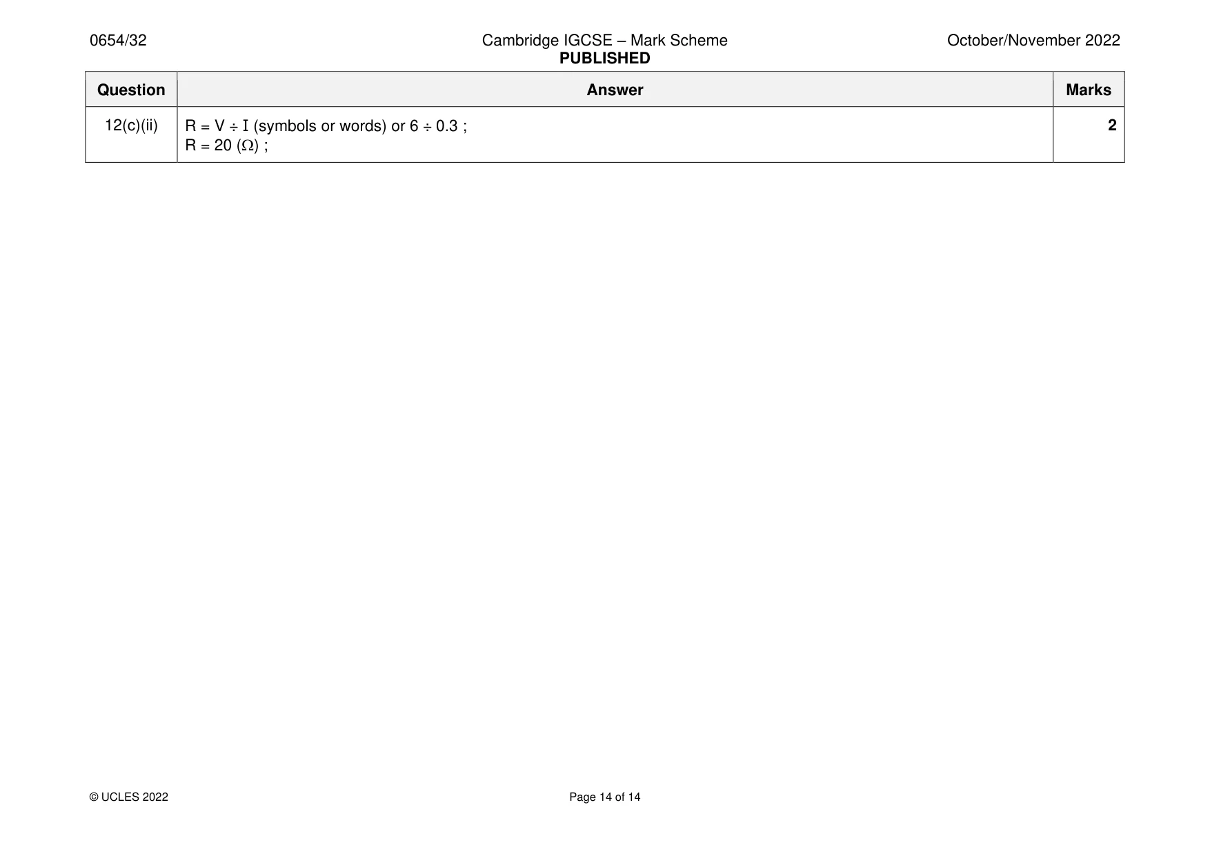 Mark scheme, page 14 of 14