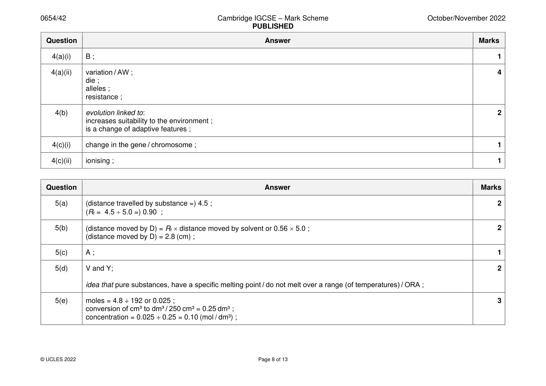 Mark scheme, page 8 of 13