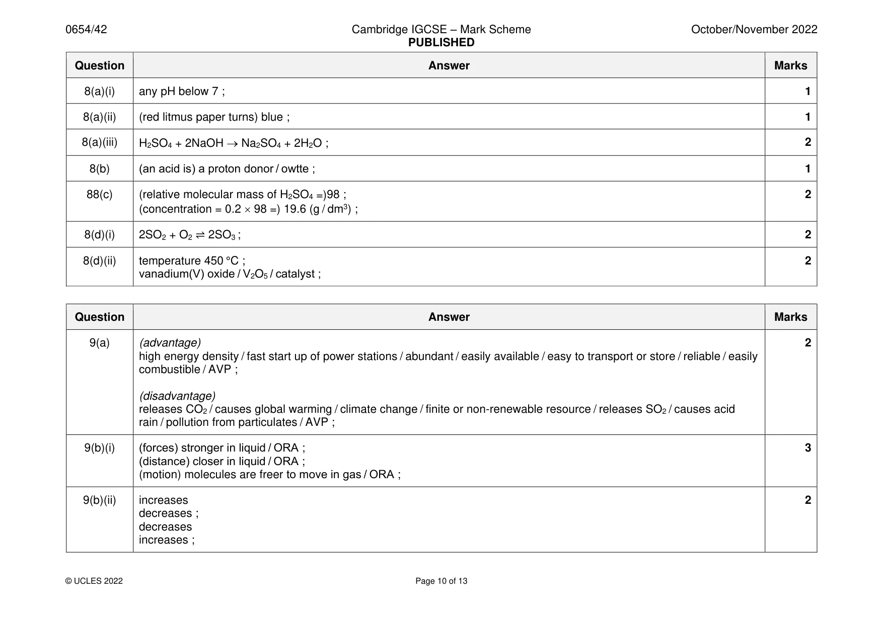 Mark scheme, page 10 of 13