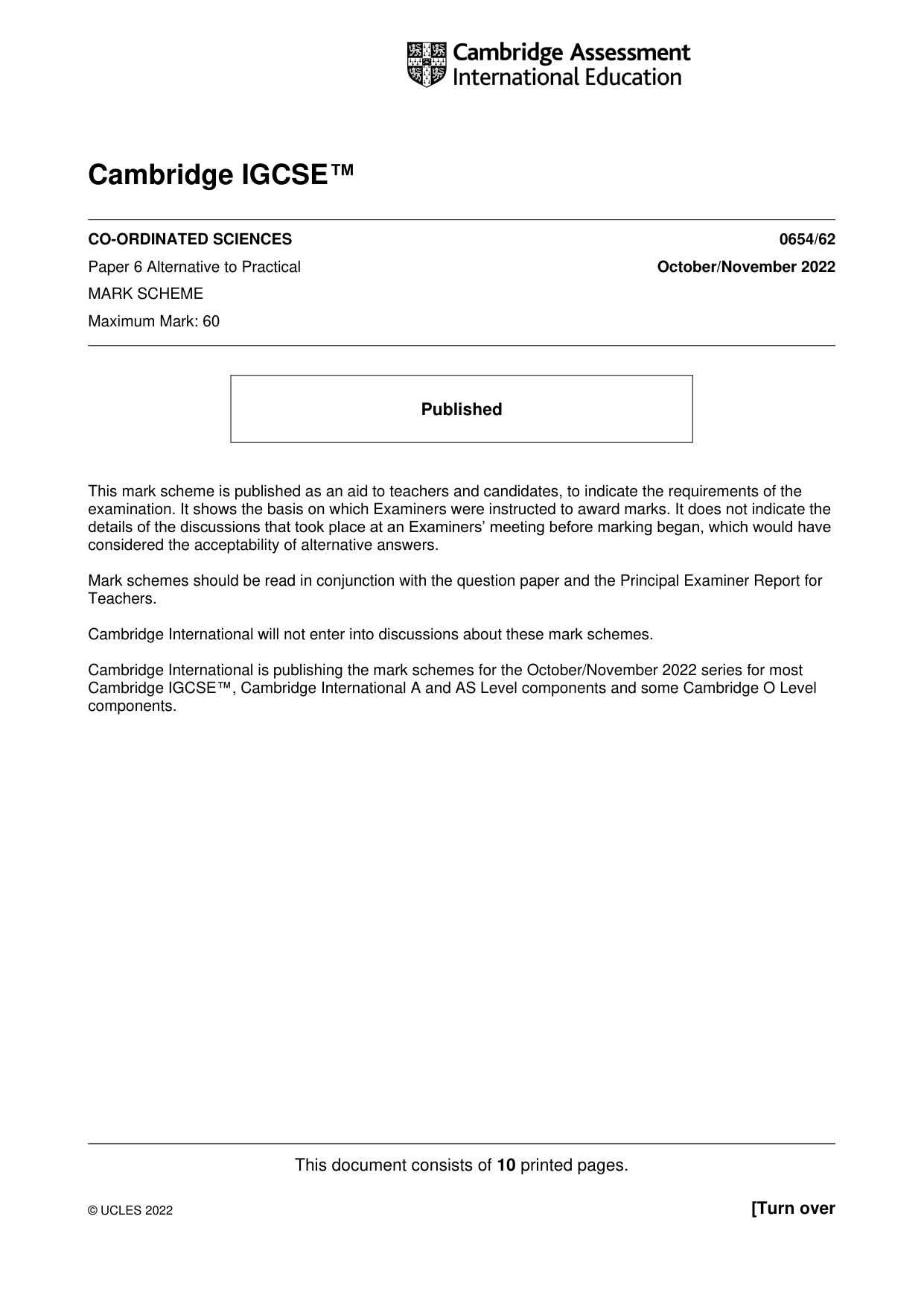 Mark scheme, page 1 of 10