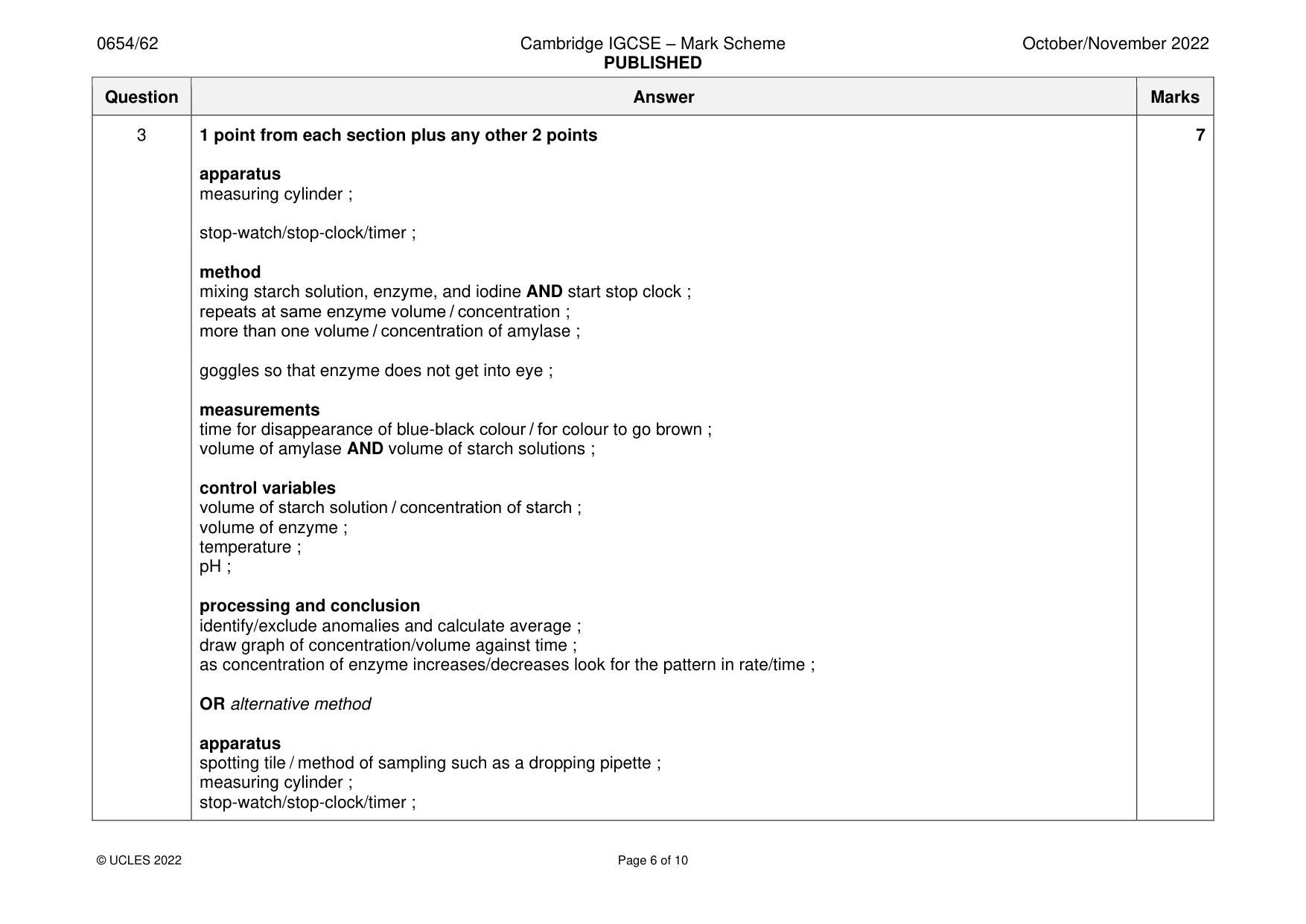 Mark scheme, page 6 of 10