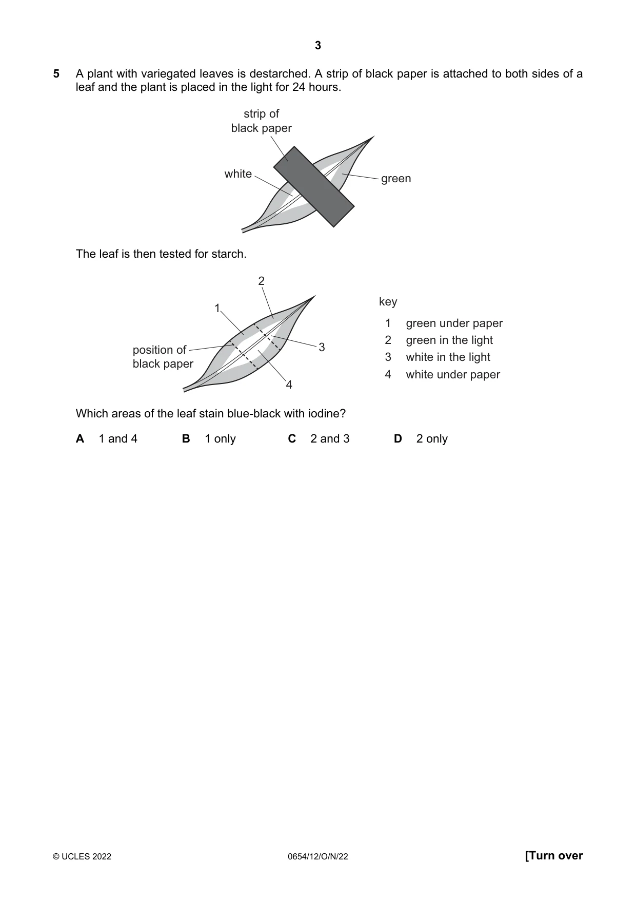 Cambridge IGCSE Sciences - Co-ordinated (Double) 0654 2022 Oct/Nov Paper 1 · Variant 2 question paper, page 3 of 16