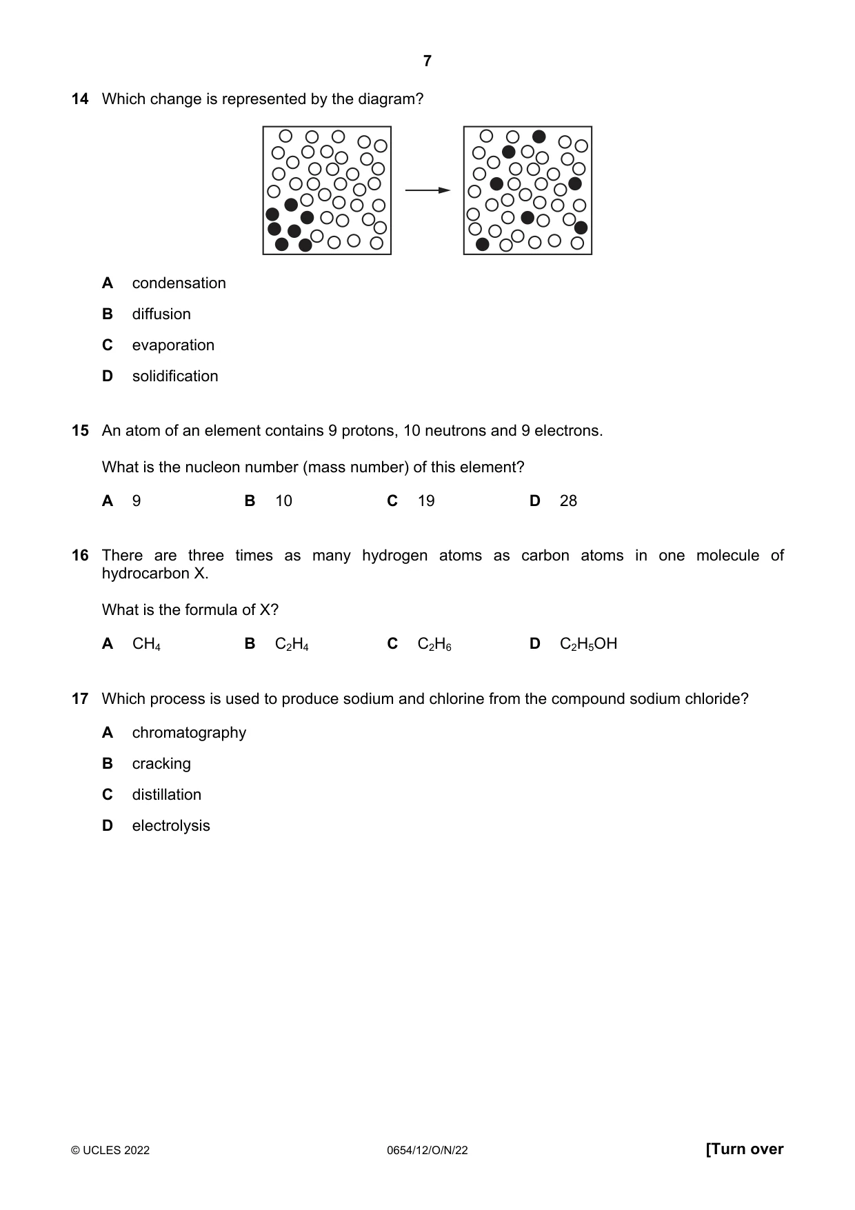 Cambridge IGCSE Sciences - Co-ordinated (Double) 0654 2022 Oct/Nov Paper 1 · Variant 2 question paper, page 7 of 16