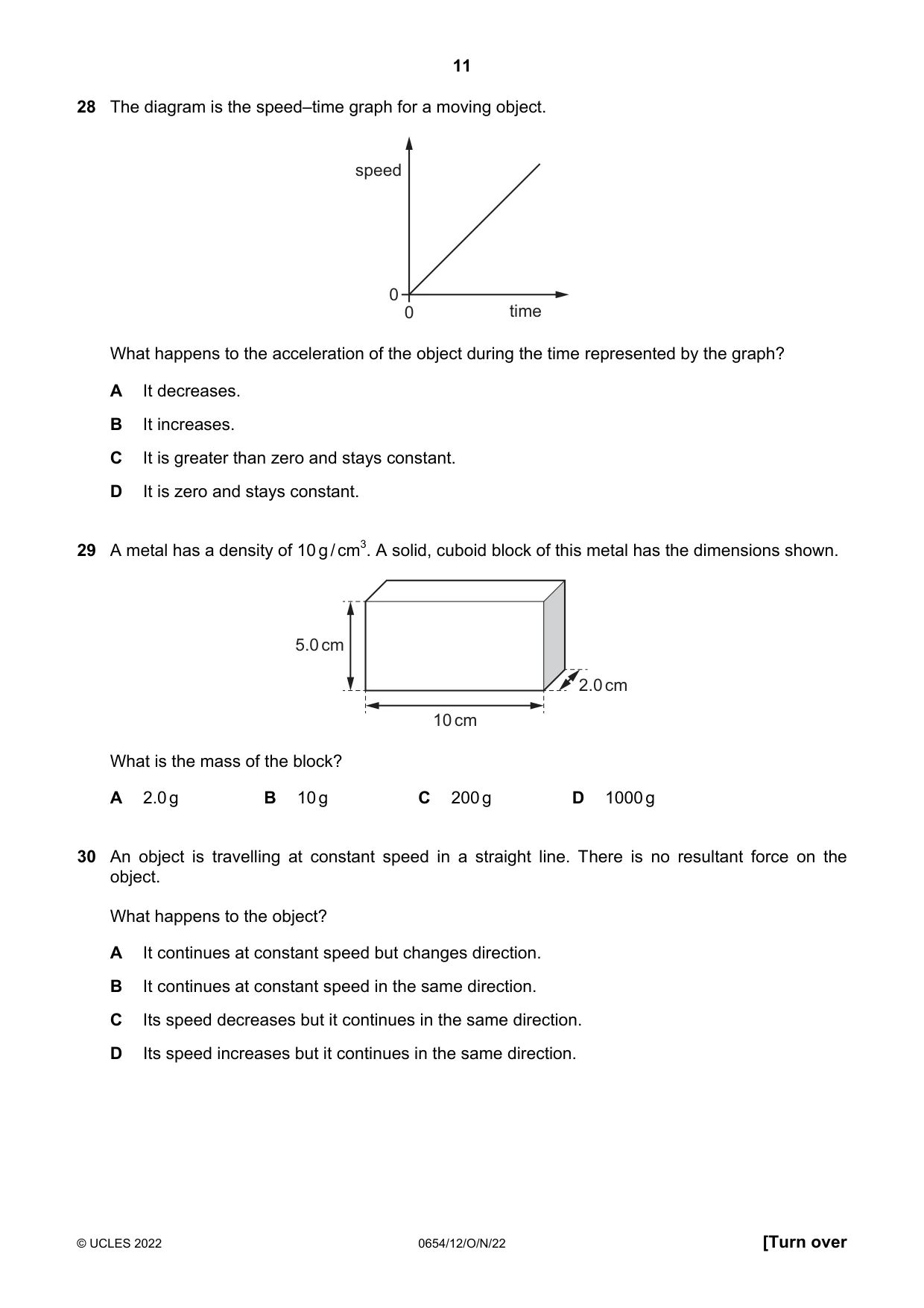 Cambridge IGCSE Sciences - Co-ordinated (Double) 0654 2022 Oct/Nov Paper 1 · Variant 2 question paper, page 11 of 16