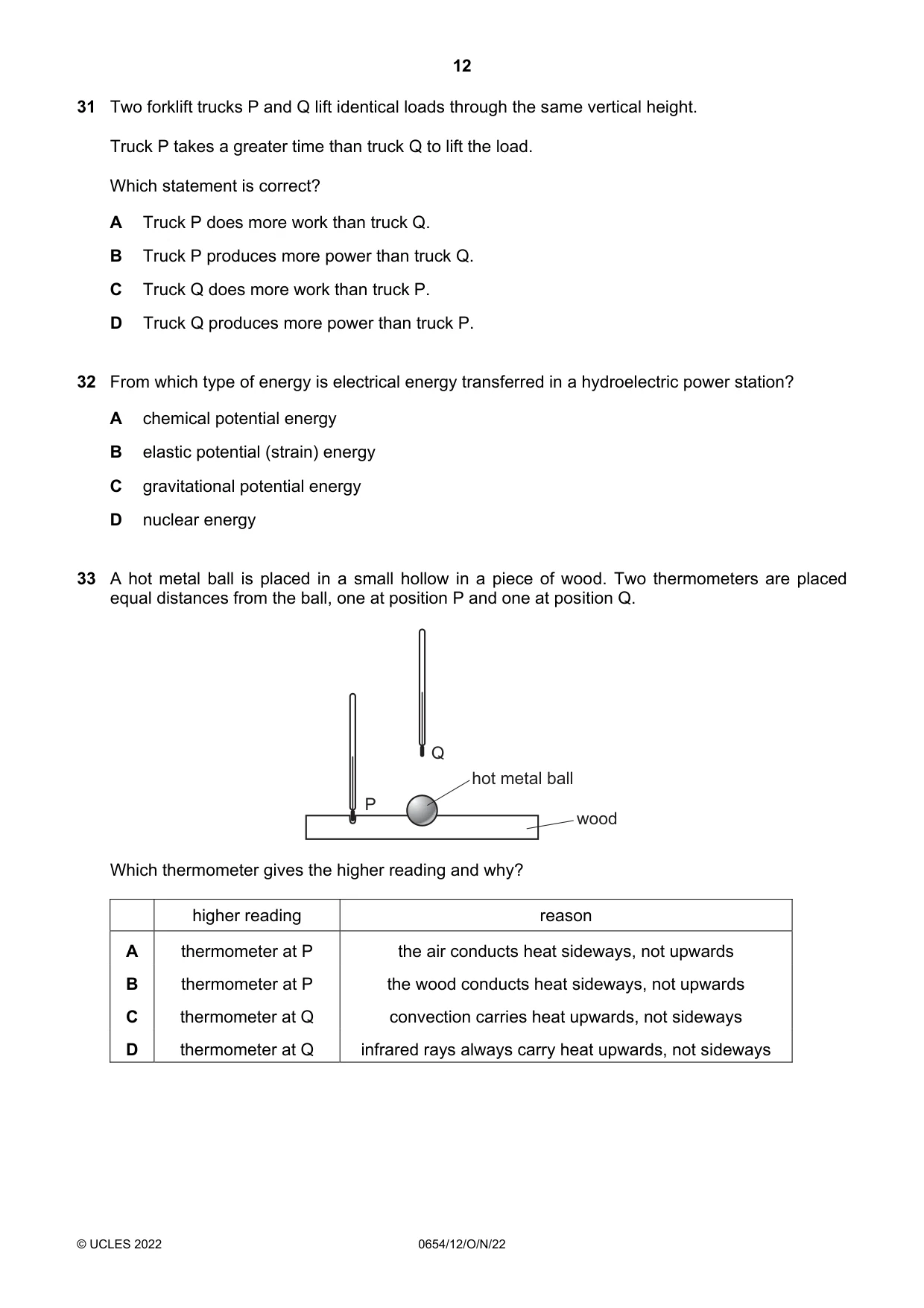 Cambridge IGCSE Sciences - Co-ordinated (Double) 0654 2022 Oct/Nov Paper 1 · Variant 2 question paper, page 12 of 16
