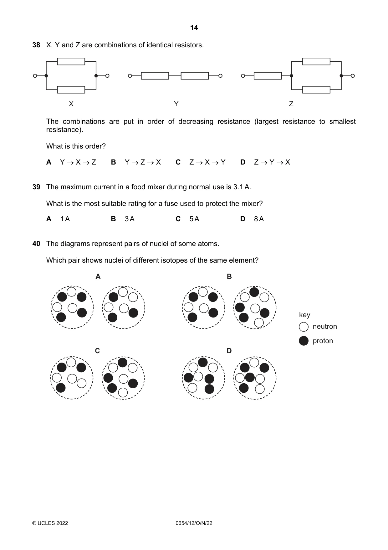Cambridge IGCSE Sciences - Co-ordinated (Double) 0654 2022 Oct/Nov Paper 1 · Variant 2 question paper, page 14 of 16