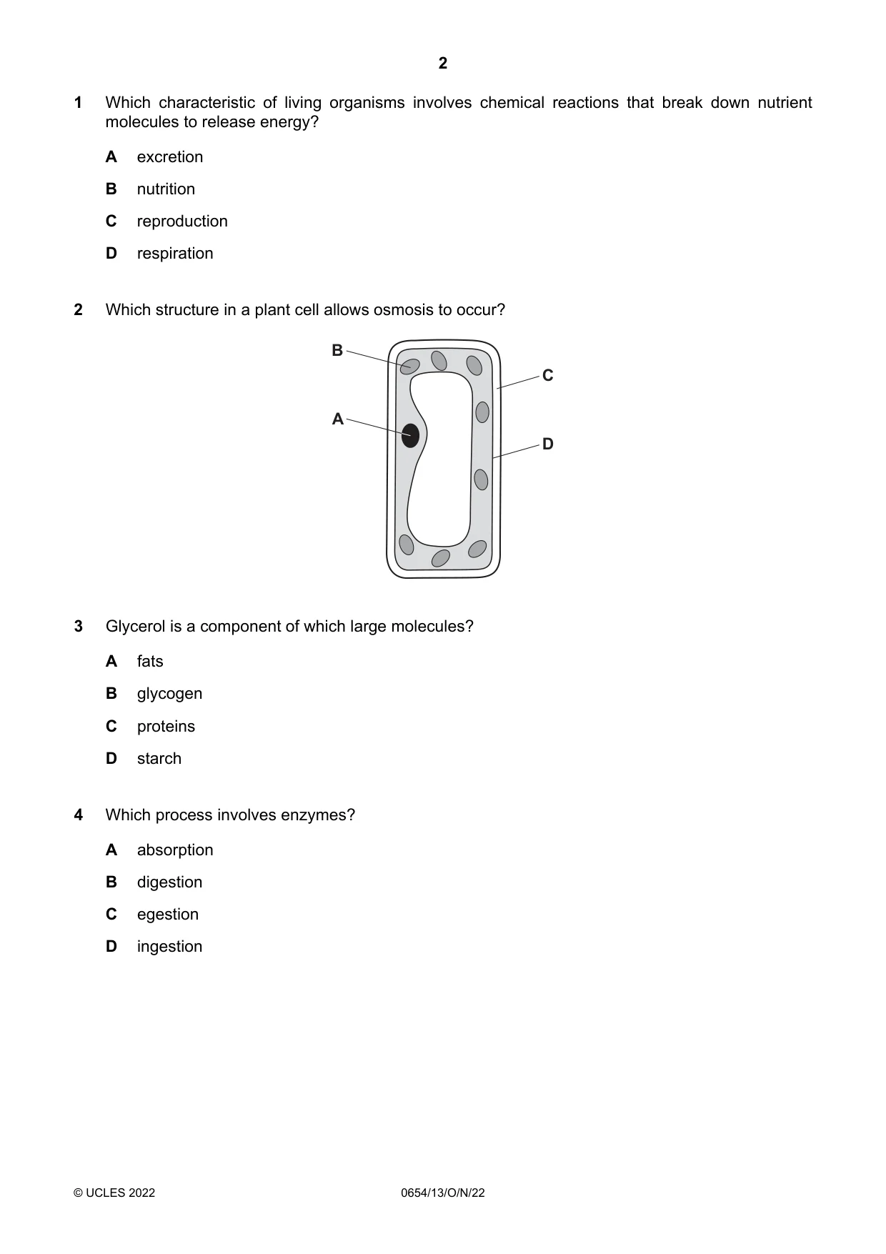 Cambridge IGCSE Sciences - Co-ordinated (Double) 0654 2022 Oct/Nov Paper 1 · Variant 3 question paper, page 2 of 16