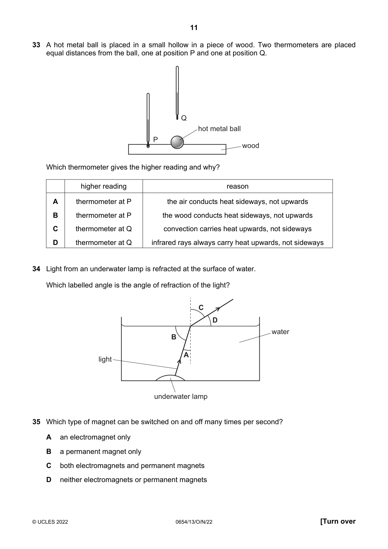 Cambridge IGCSE Sciences - Co-ordinated (Double) 0654 2022 Oct/Nov Paper 1 · Variant 3 question paper, page 11 of 16