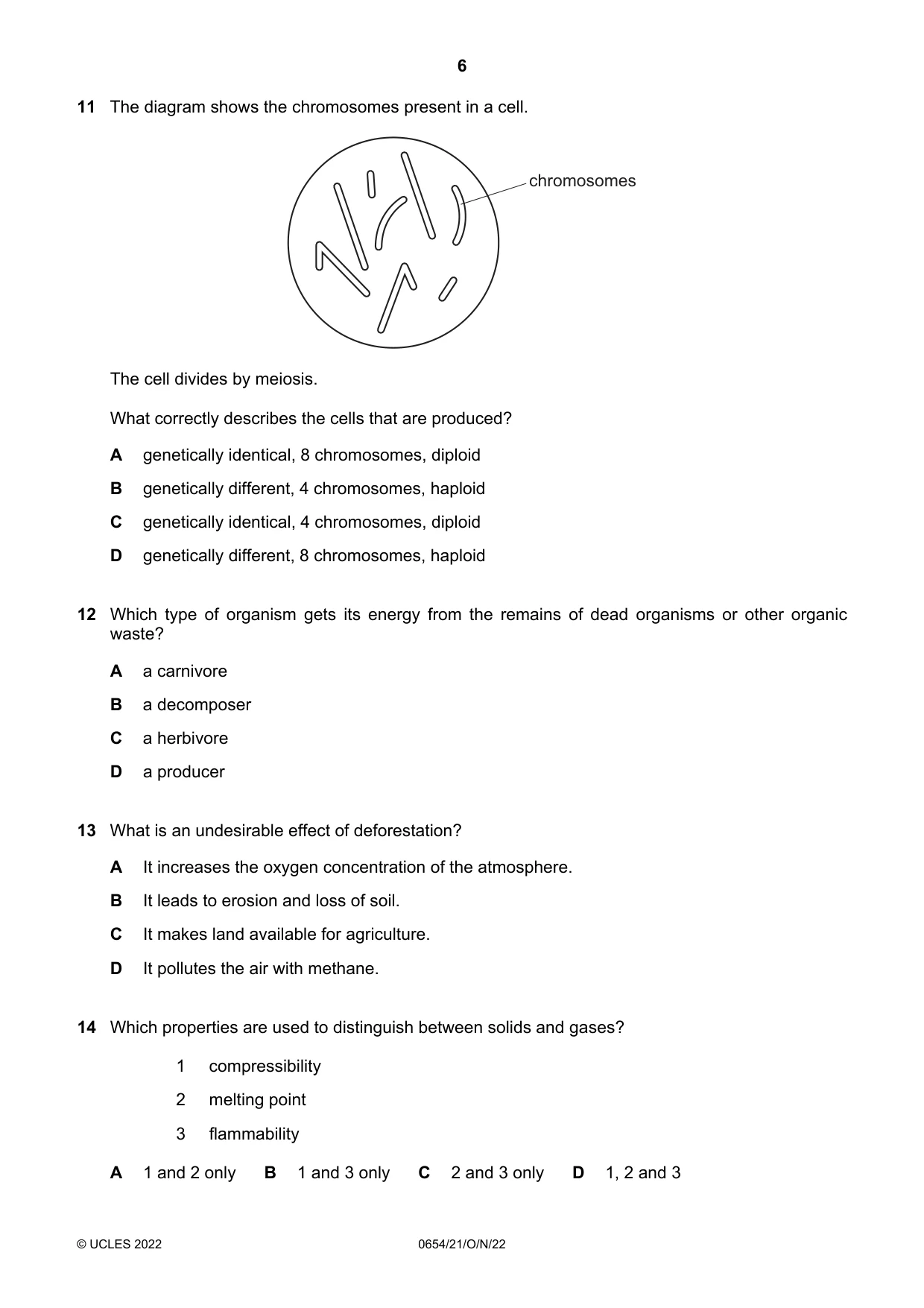 Cambridge IGCSE Sciences - Co-ordinated (Double) 0654 2022 Oct/Nov Paper 2 · Variant 1 question paper, page 6 of 16
