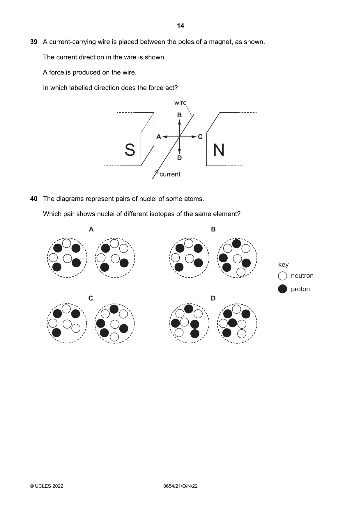 Cambridge IGCSE Sciences - Co-ordinated (Double) 0654 2022 Oct/Nov Paper 2 · Variant 1 question paper, page 14 of 16
