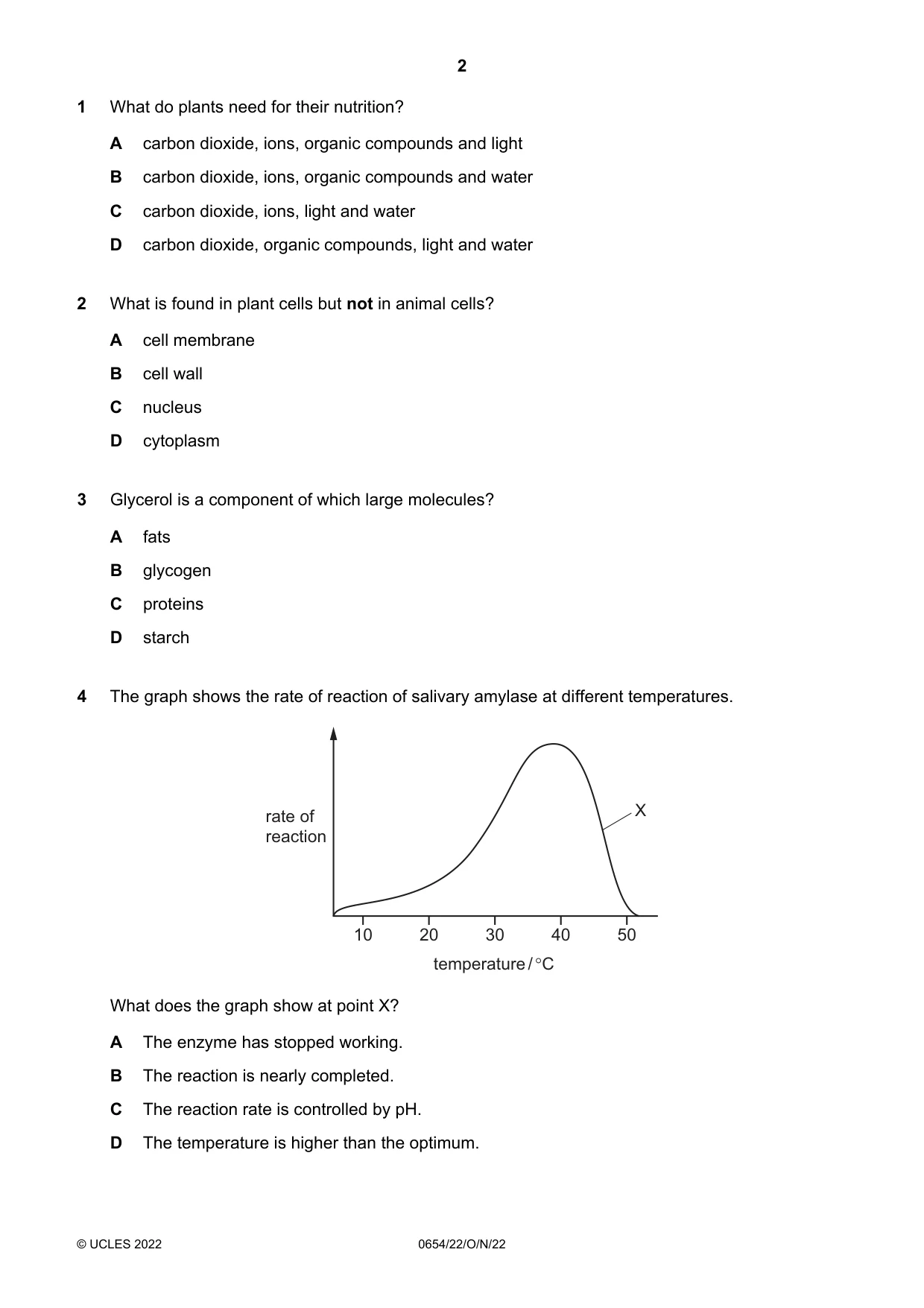 Cambridge IGCSE Sciences - Co-ordinated (Double) 0654 2022 Oct/Nov Paper 2 · Variant 2 question paper, page 2 of 16