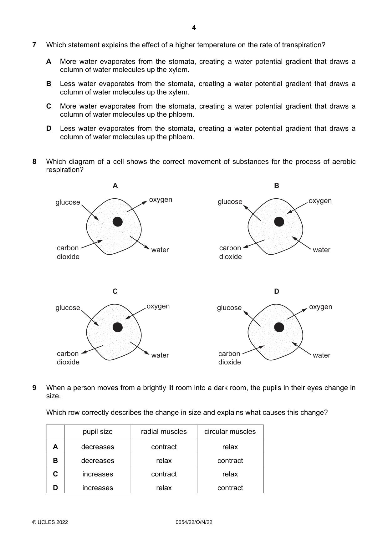 Cambridge IGCSE Sciences - Co-ordinated (Double) 0654 2022 Oct/Nov Paper 2 · Variant 2 question paper, page 4 of 16
