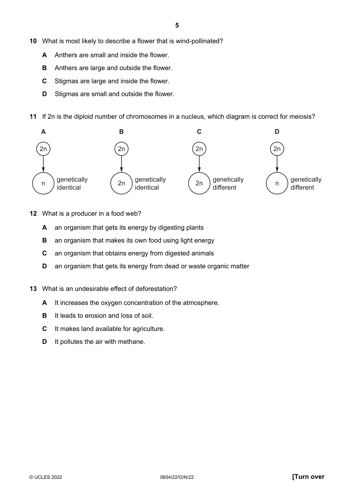 Cambridge IGCSE Sciences - Co-ordinated (Double) 0654 2022 Oct/Nov Paper 2 · Variant 2 question paper, page 5 of 16
