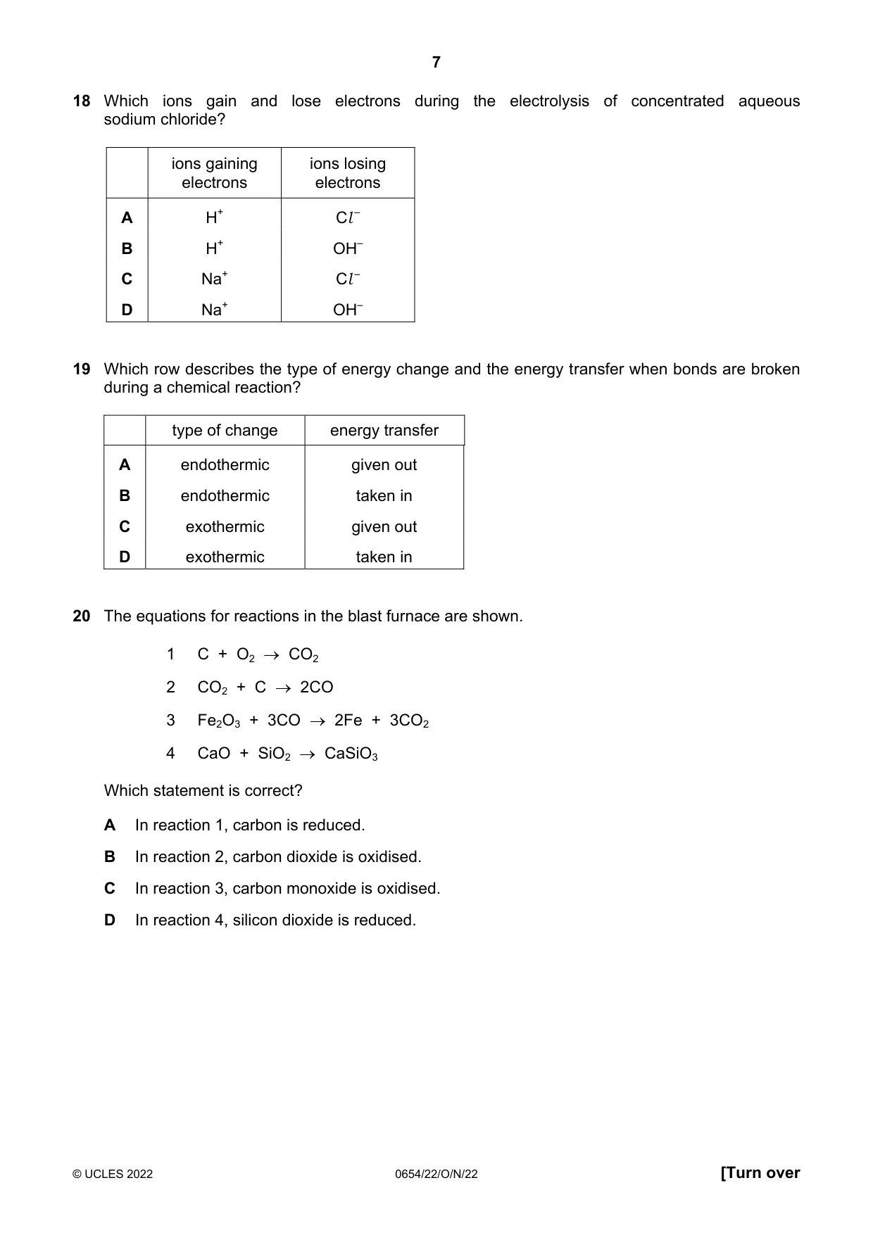 Cambridge IGCSE Sciences - Co-ordinated (Double) 0654 2022 Oct/Nov Paper 2 · Variant 2 question paper, page 7 of 16