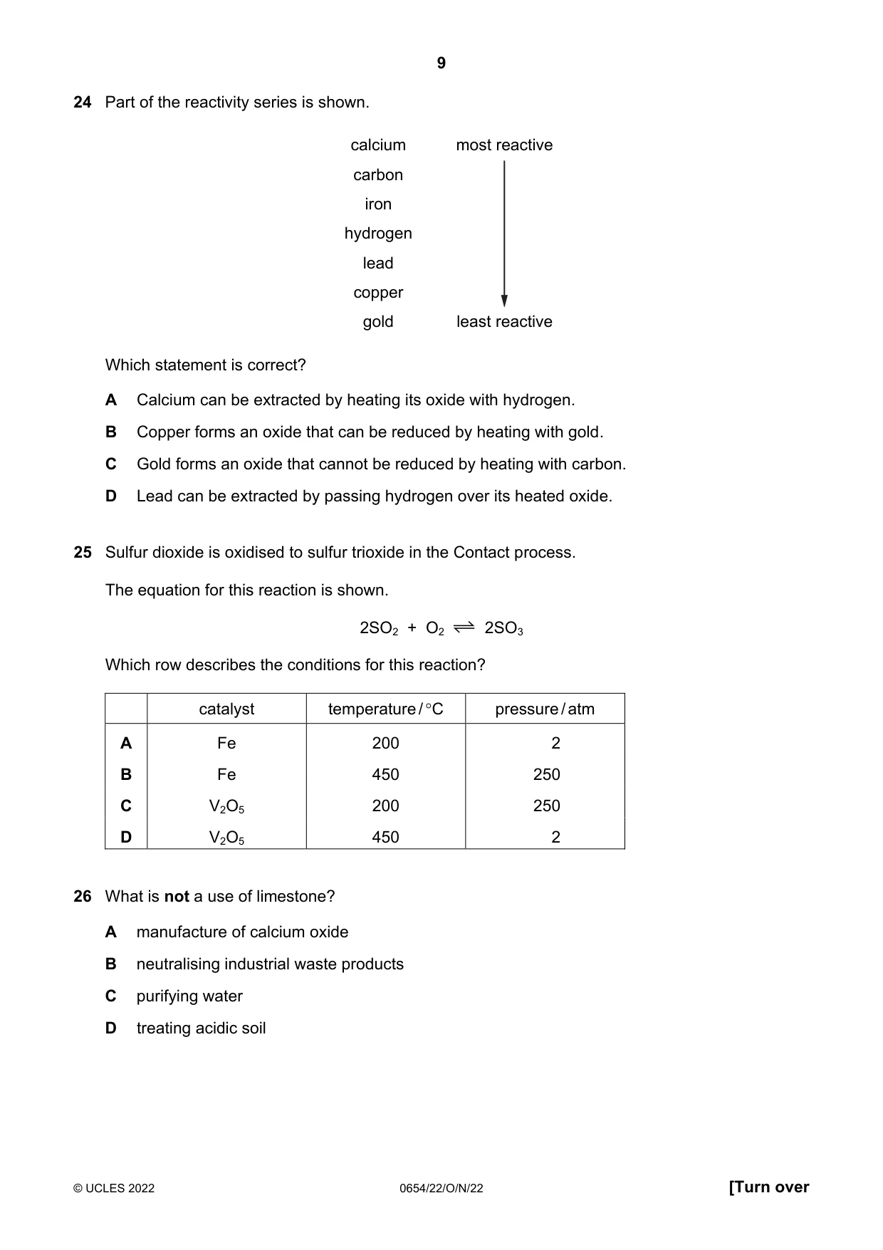Cambridge IGCSE Sciences - Co-ordinated (Double) 0654 2022 Oct/Nov Paper 2 · Variant 2 question paper, page 9 of 16