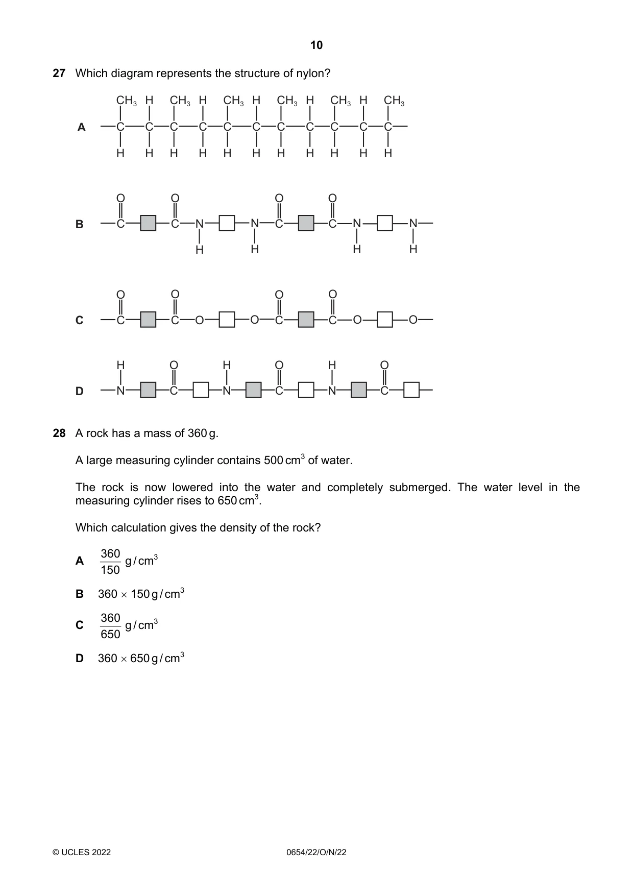 Cambridge IGCSE Sciences - Co-ordinated (Double) 0654 2022 Oct/Nov Paper 2 · Variant 2 question paper, page 10 of 16