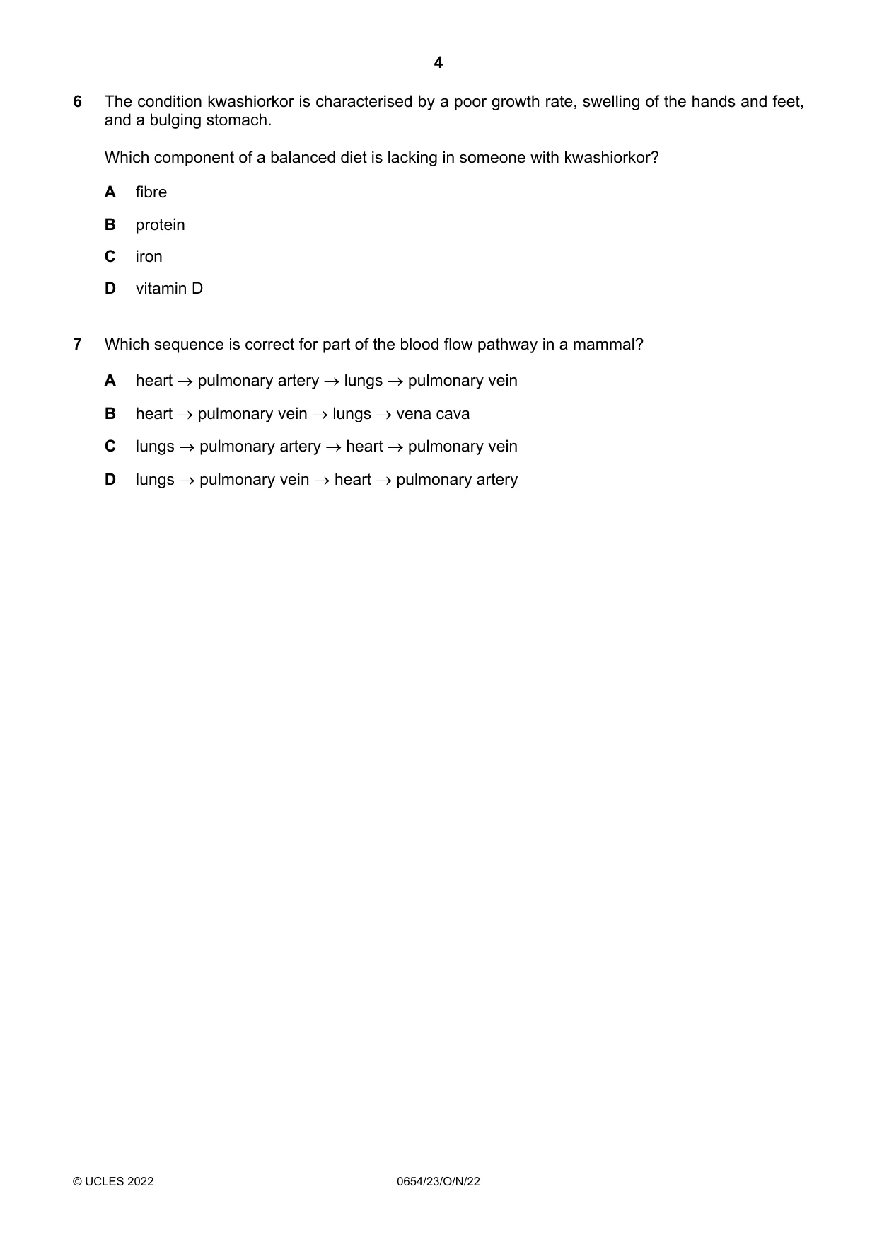 Cambridge IGCSE Sciences - Co-ordinated (Double) 0654 2022 Oct/Nov Paper 2 · Variant 3 question paper, page 4 of 16