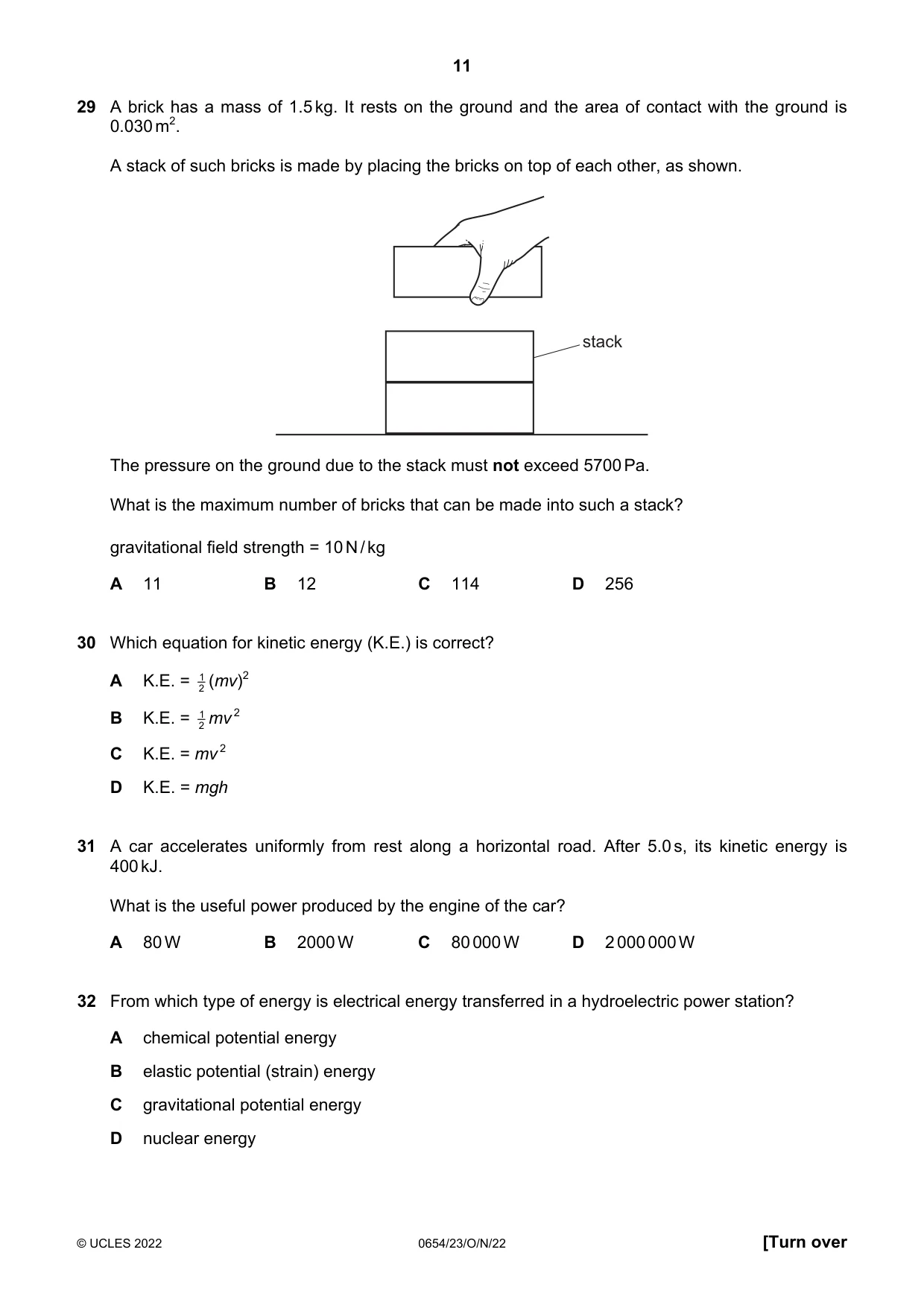 Cambridge IGCSE Sciences - Co-ordinated (Double) 0654 2022 Oct/Nov Paper 2 · Variant 3 question paper, page 11 of 16