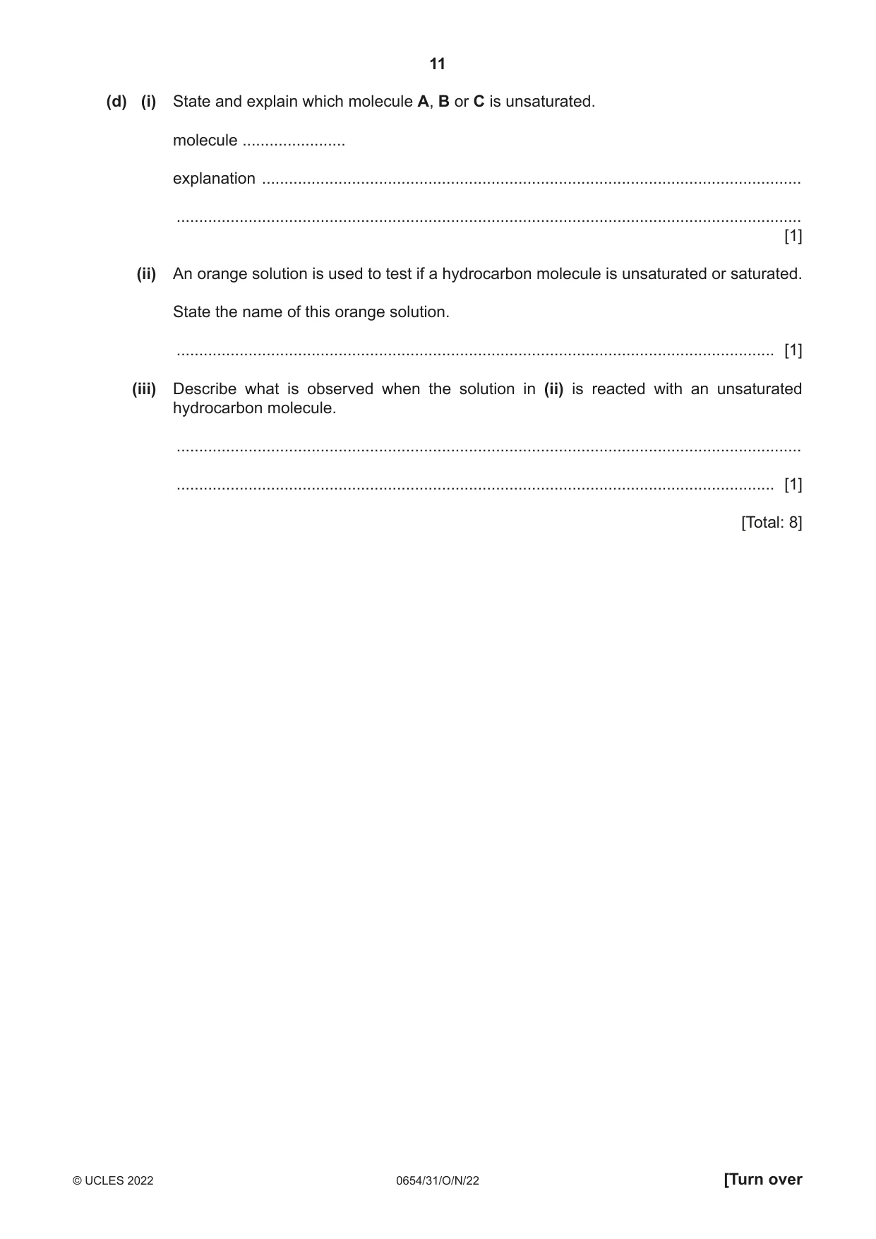 Cambridge IGCSE Sciences - Co-ordinated (Double) 0654 2022 Oct/Nov Paper 3 · Variant 1 question paper, page 11 of 28