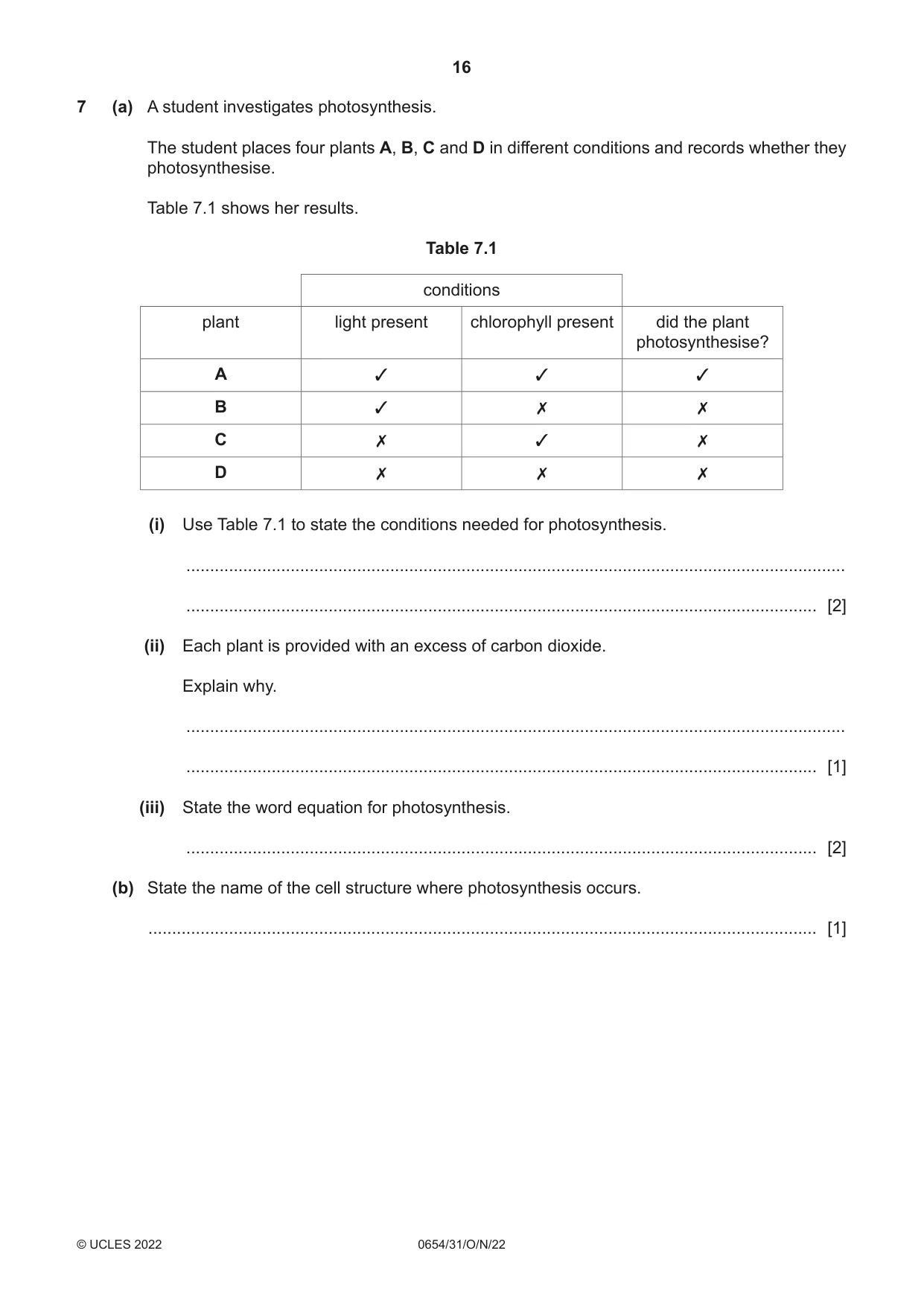Cambridge IGCSE Sciences - Co-ordinated (Double) 0654 2022 Oct/Nov Paper 3 · Variant 1 question paper, page 16 of 28