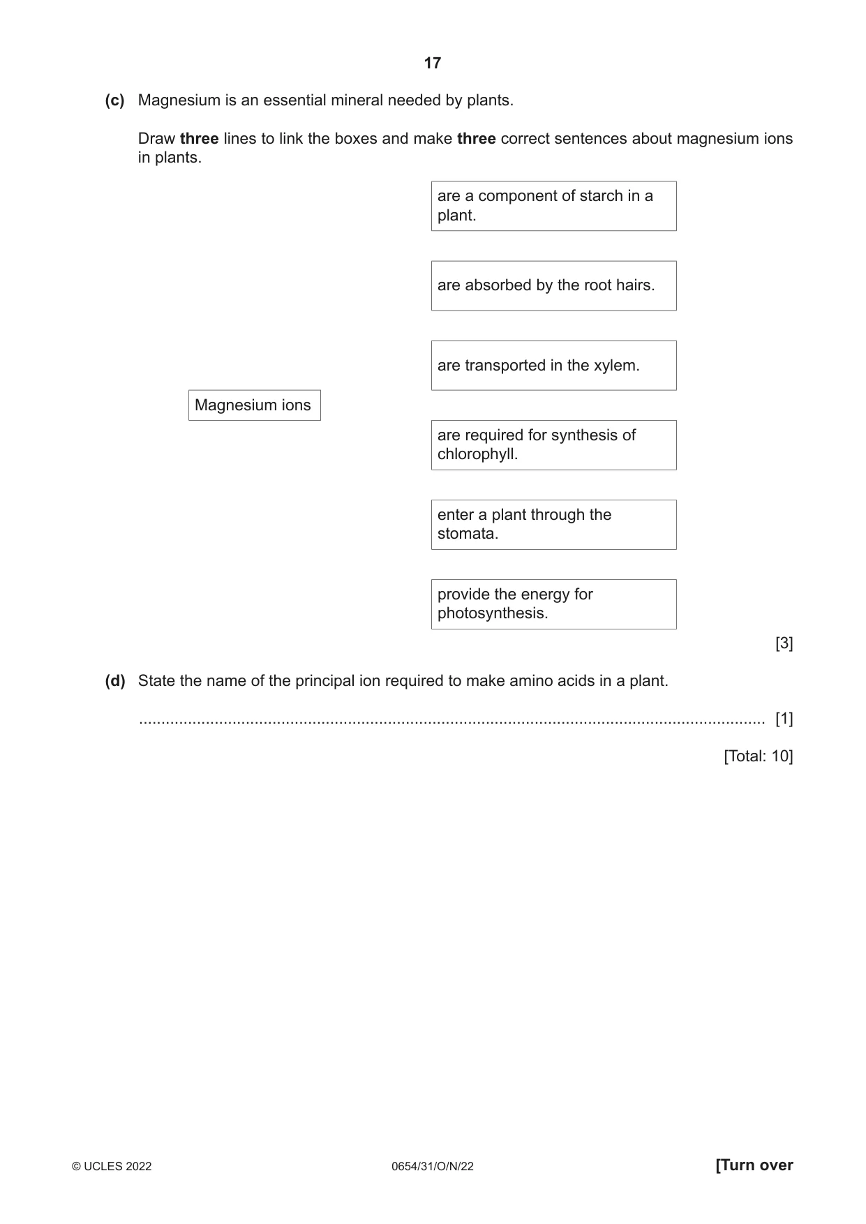 Cambridge IGCSE Sciences - Co-ordinated (Double) 0654 2022 Oct/Nov Paper 3 · Variant 1 question paper, page 17 of 28