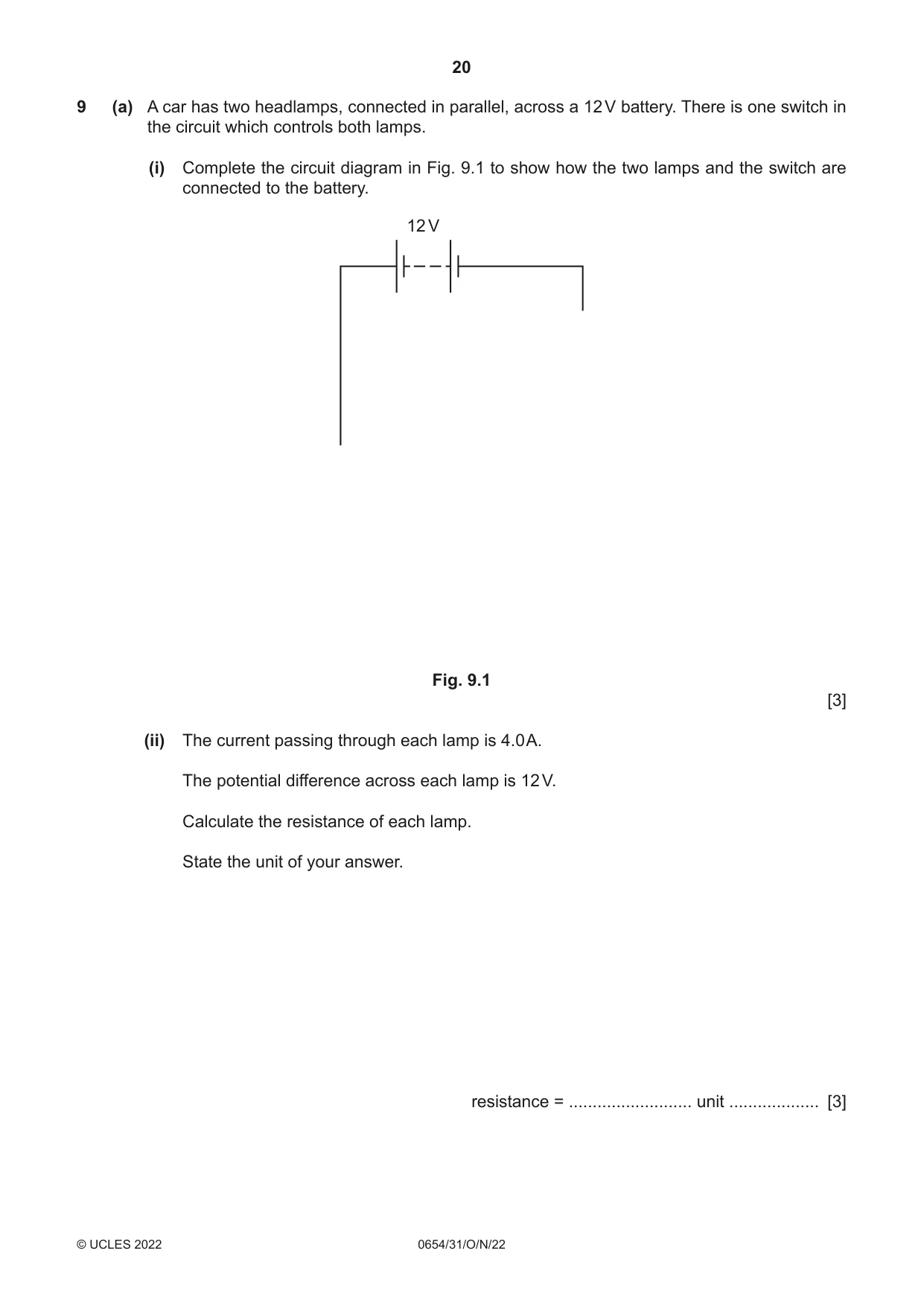 Cambridge IGCSE Sciences - Co-ordinated (Double) 0654 2022 Oct/Nov Paper 3 · Variant 1 question paper, page 20 of 28