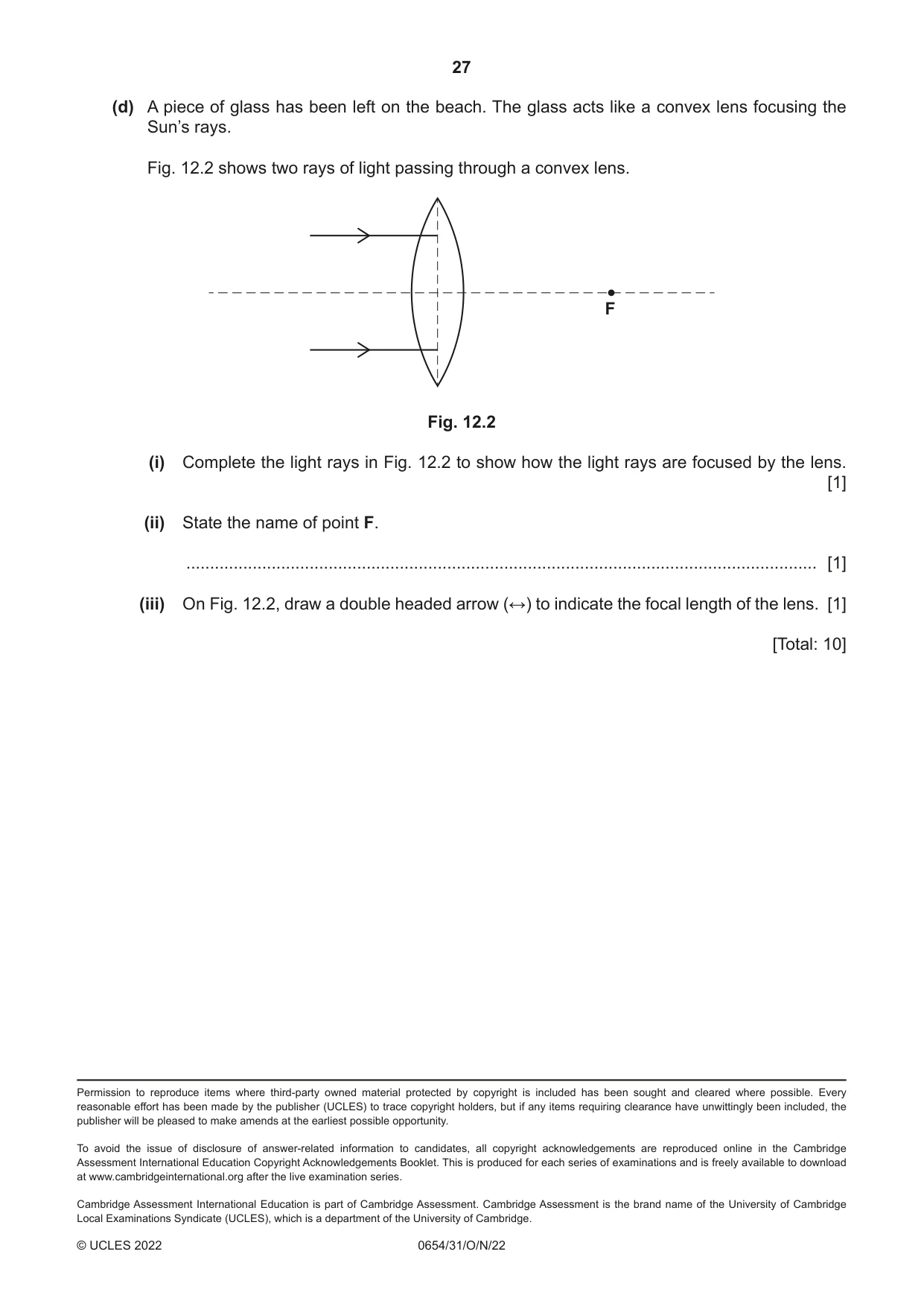 Cambridge IGCSE Sciences - Co-ordinated (Double) 0654 2022 Oct/Nov Paper 3 · Variant 1 question paper, page 27 of 28