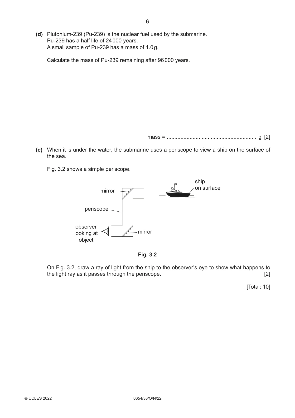 Cambridge IGCSE Sciences - Co-ordinated (Double) 0654 2022 Oct/Nov Paper 3 · Variant 3 question paper, page 6 of 28