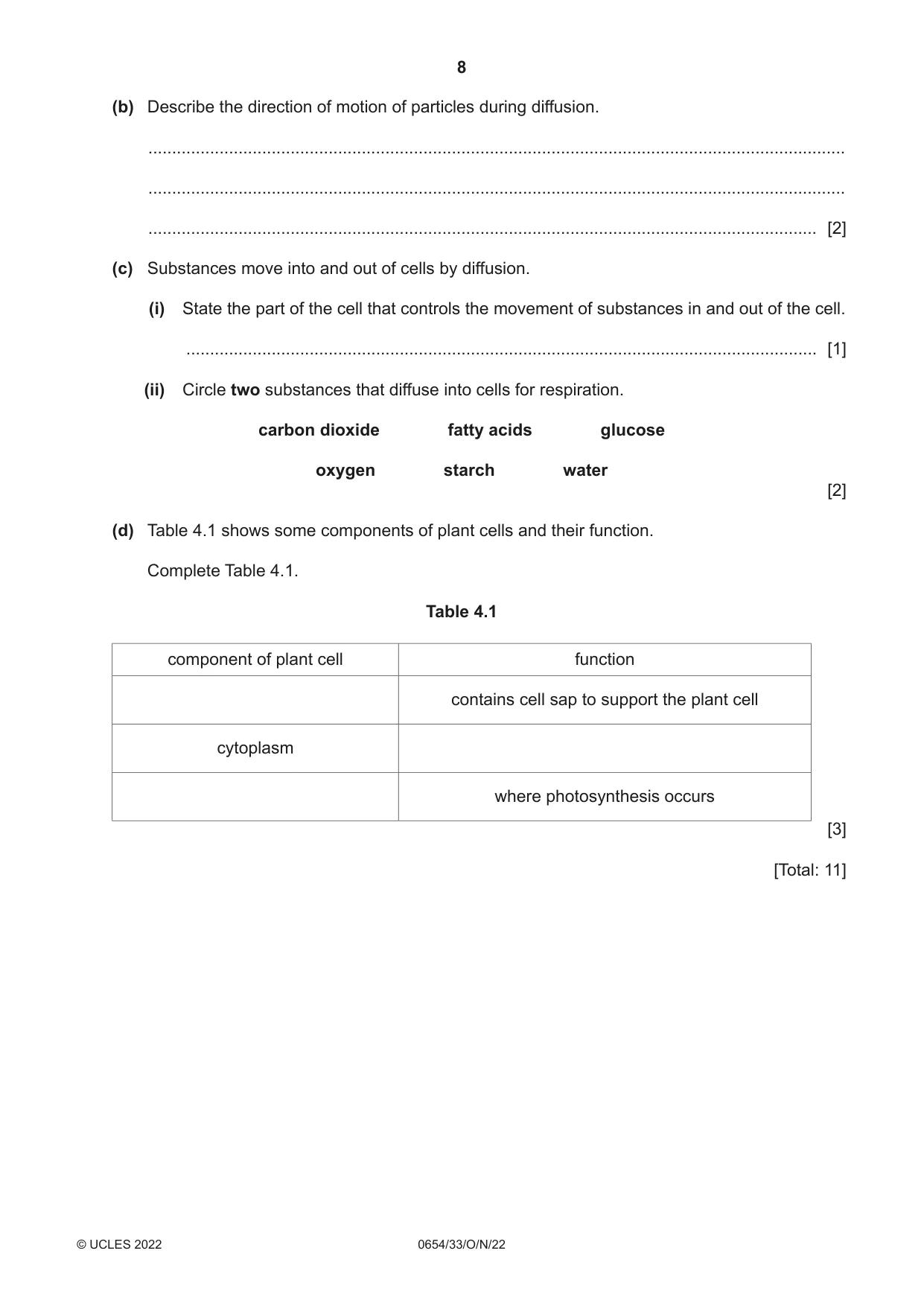 Cambridge IGCSE Sciences - Co-ordinated (Double) 0654 2022 Oct/Nov Paper 3 · Variant 3 question paper, page 8 of 28