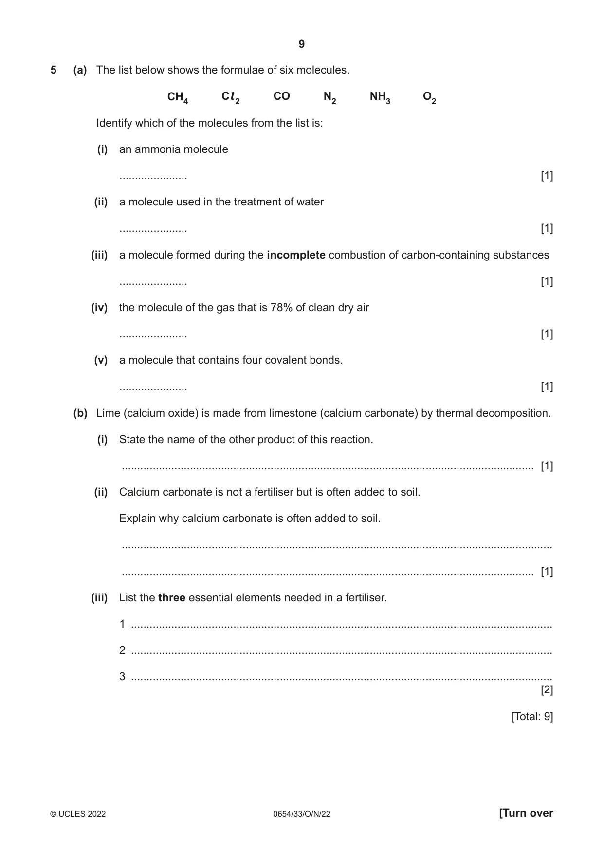 Cambridge IGCSE Sciences - Co-ordinated (Double) 0654 2022 Oct/Nov Paper 3 · Variant 3 question paper, page 9 of 28
