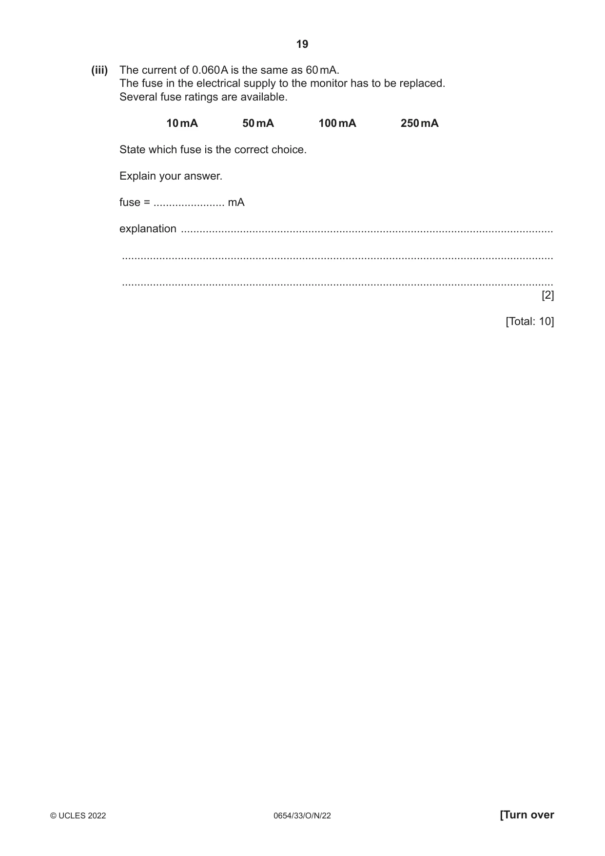 Cambridge IGCSE Sciences - Co-ordinated (Double) 0654 2022 Oct/Nov Paper 3 · Variant 3 question paper, page 19 of 28