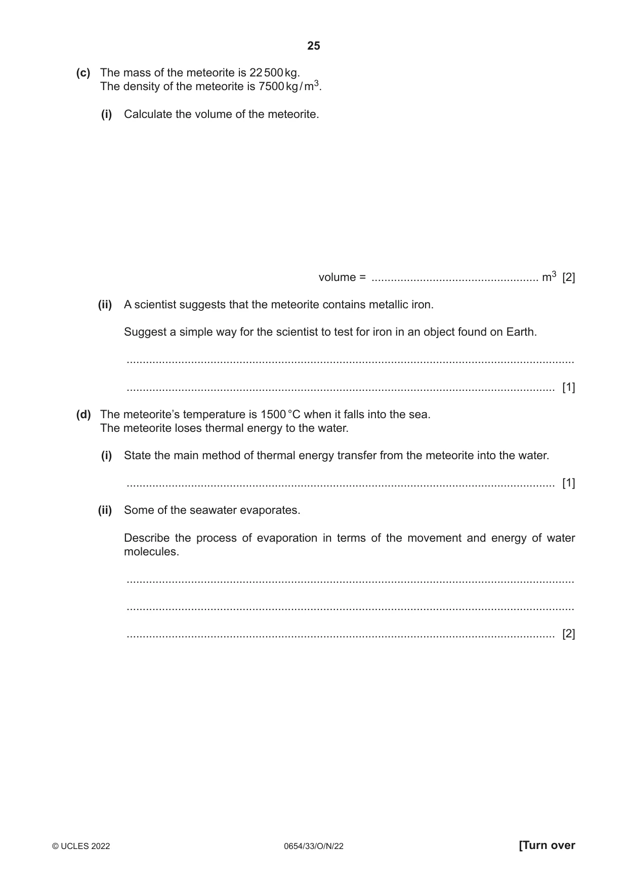 Cambridge IGCSE Sciences - Co-ordinated (Double) 0654 2022 Oct/Nov Paper 3 · Variant 3 question paper, page 25 of 28