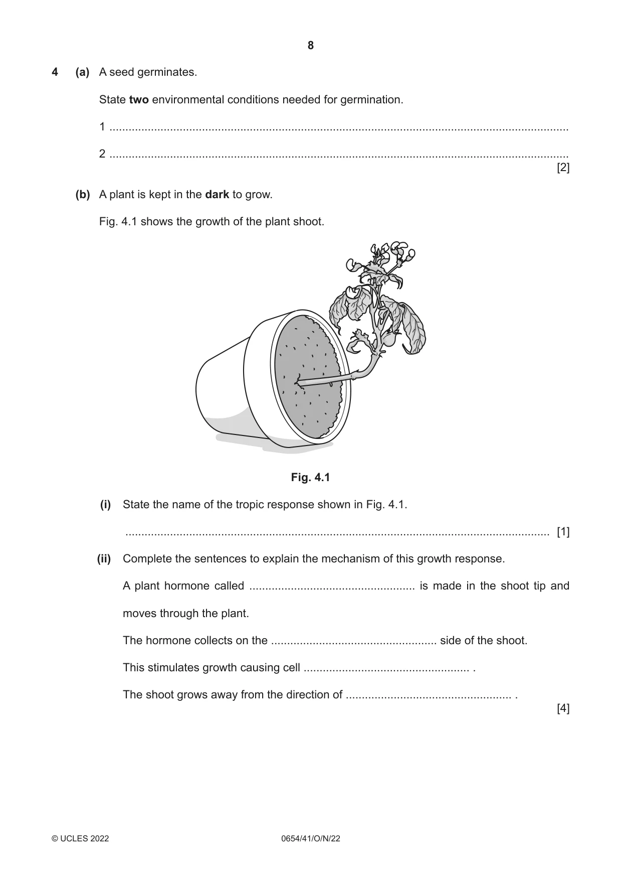Cambridge IGCSE Sciences - Co-ordinated (Double) 0654 2022 Oct/Nov Paper 4 · Variant 1 question paper, page 8 of 28